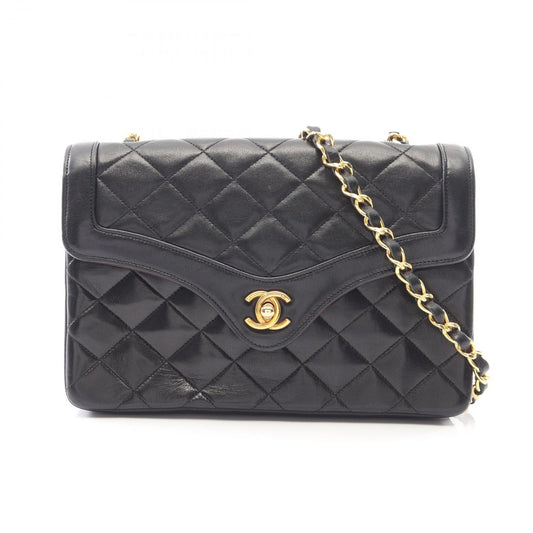 Chanel Shoulder Bag Quilted Vintage Black Lambskin Chain