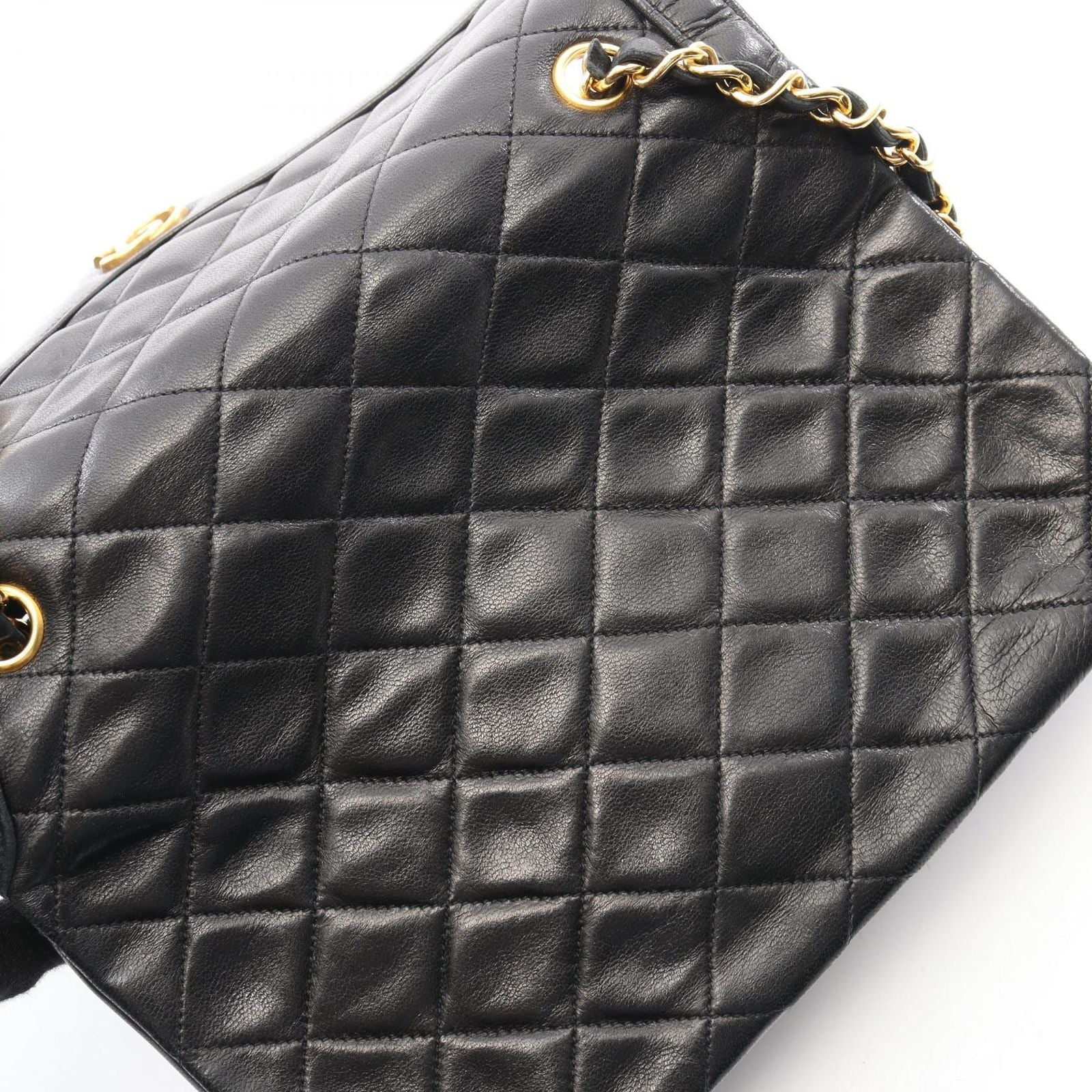 Chanel Shoulder Bag Quilted Vintage Black Lambskin Chain — view 9