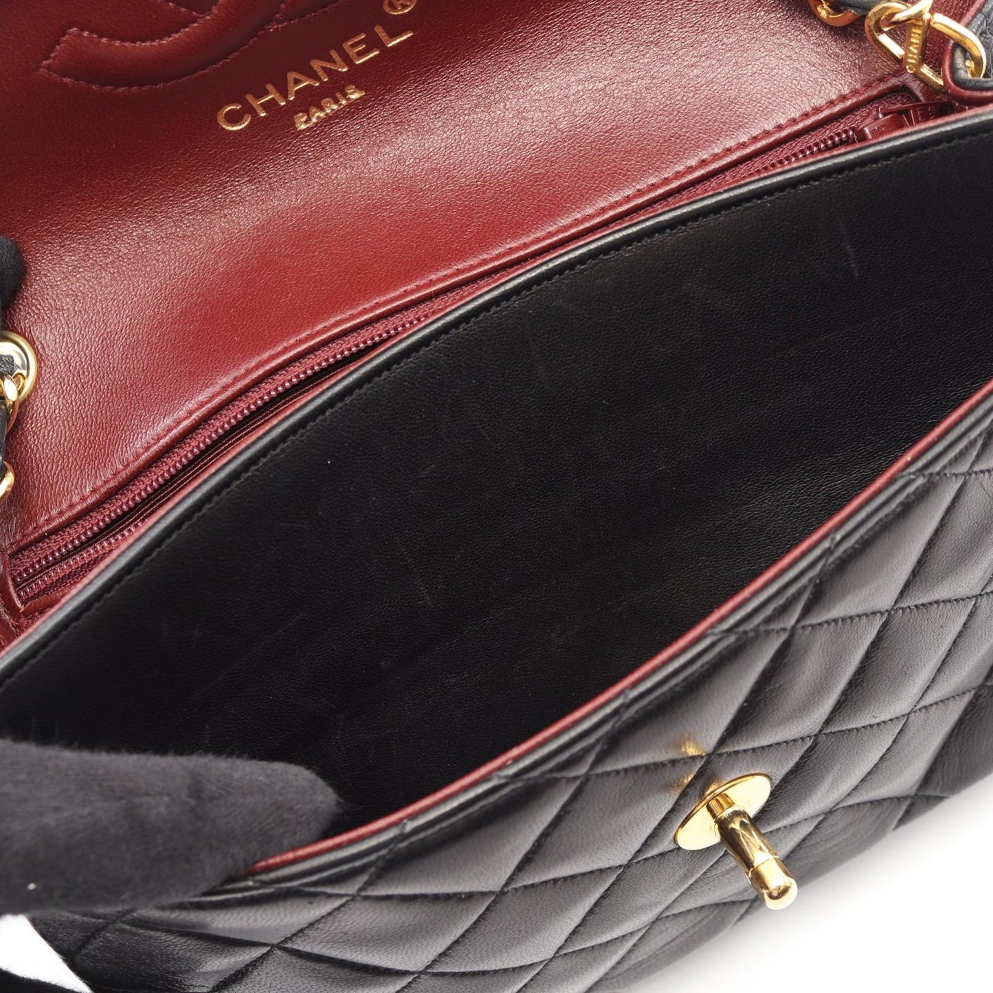 Chanel Shoulder Bag Quilted Vintage Black Lambskin Chain — view 7