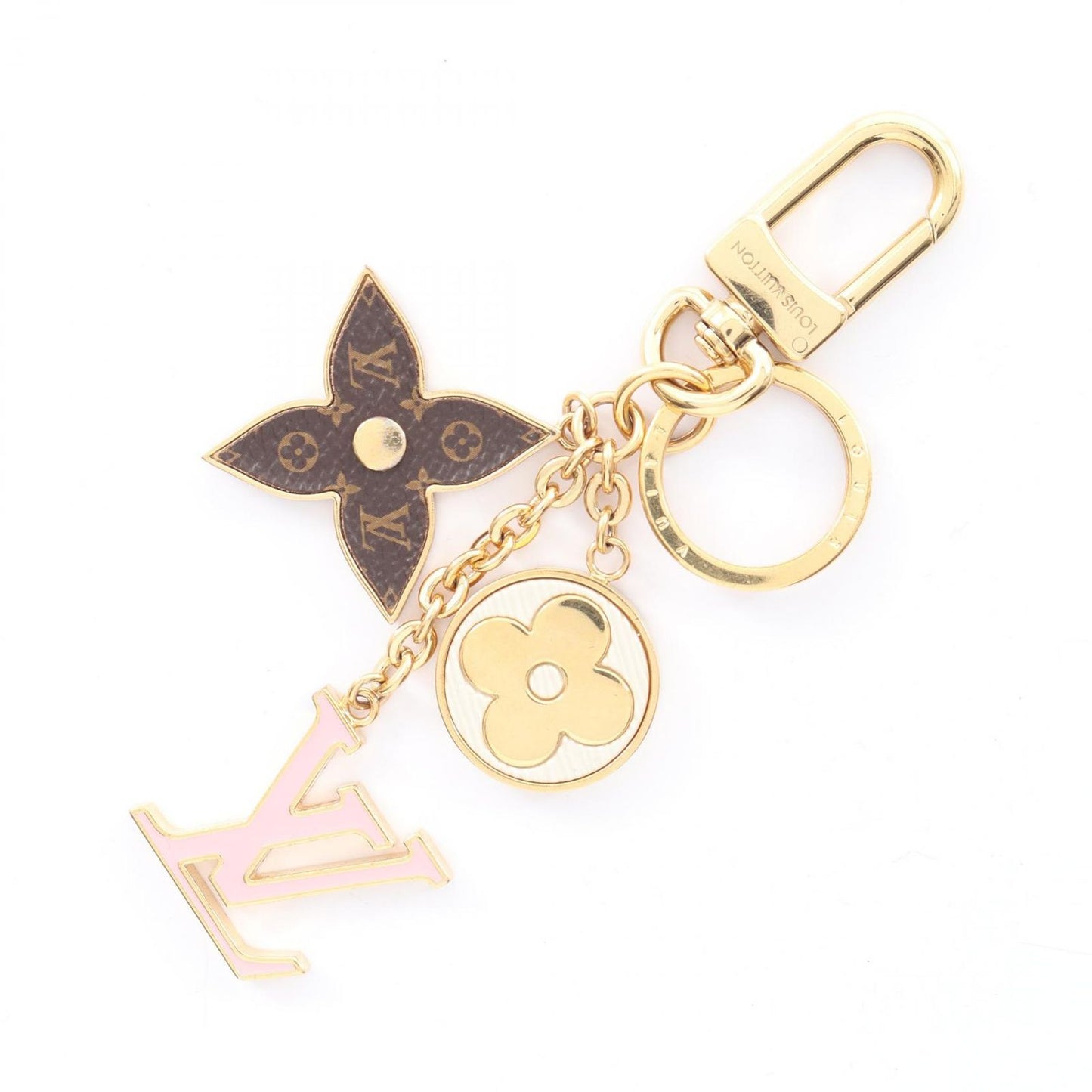 Louis Vuitton Key Holder Spring Street Monogram Gold Pink White