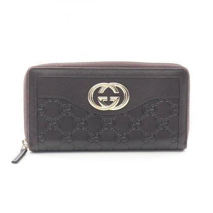 Gucci Round Wallet Ski Guccissima Dark Brown Leather Interlocking Guccissima