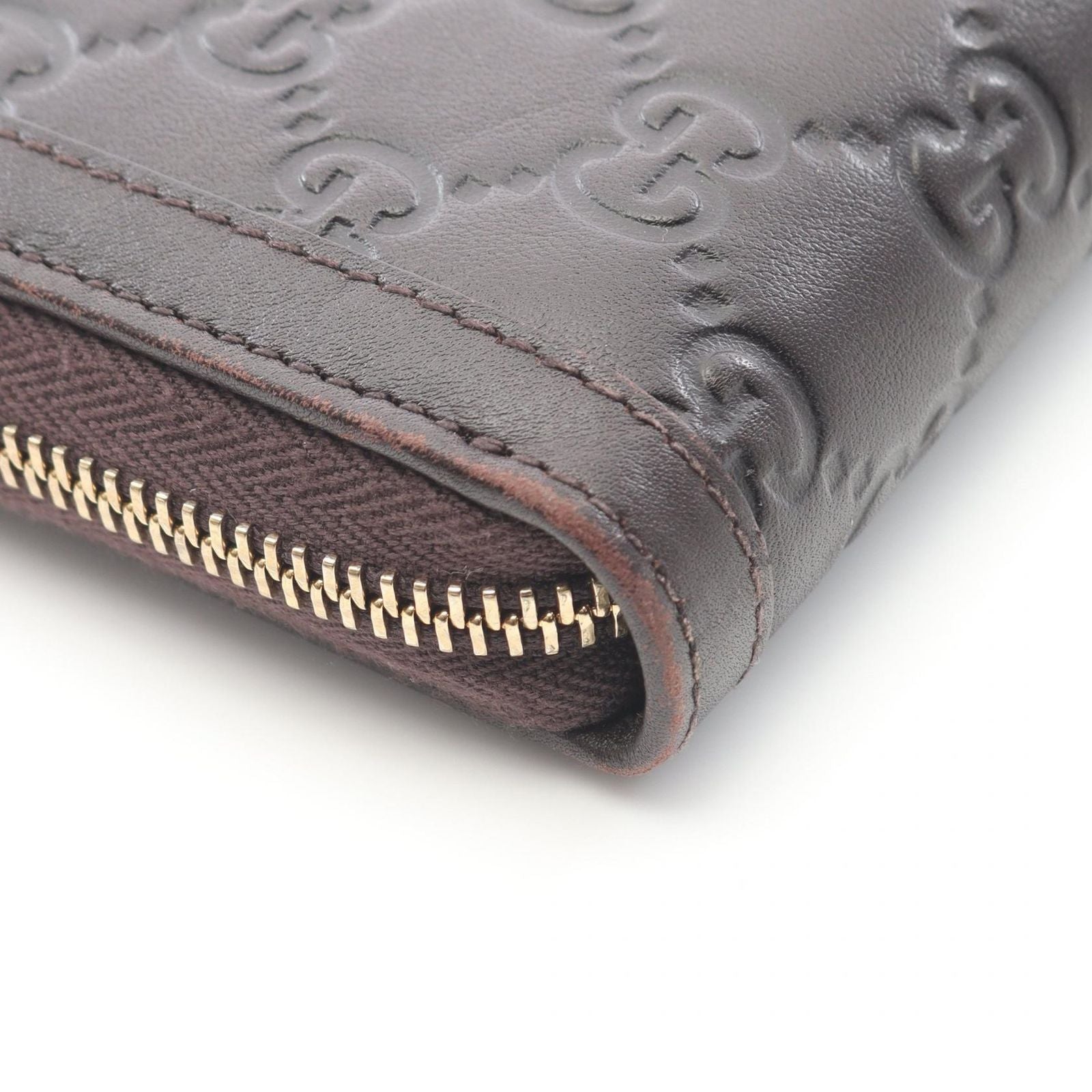 Gucci Round Wallet Ski Guccissima Dark Brown Leather Interlocking Guccissima — view 6