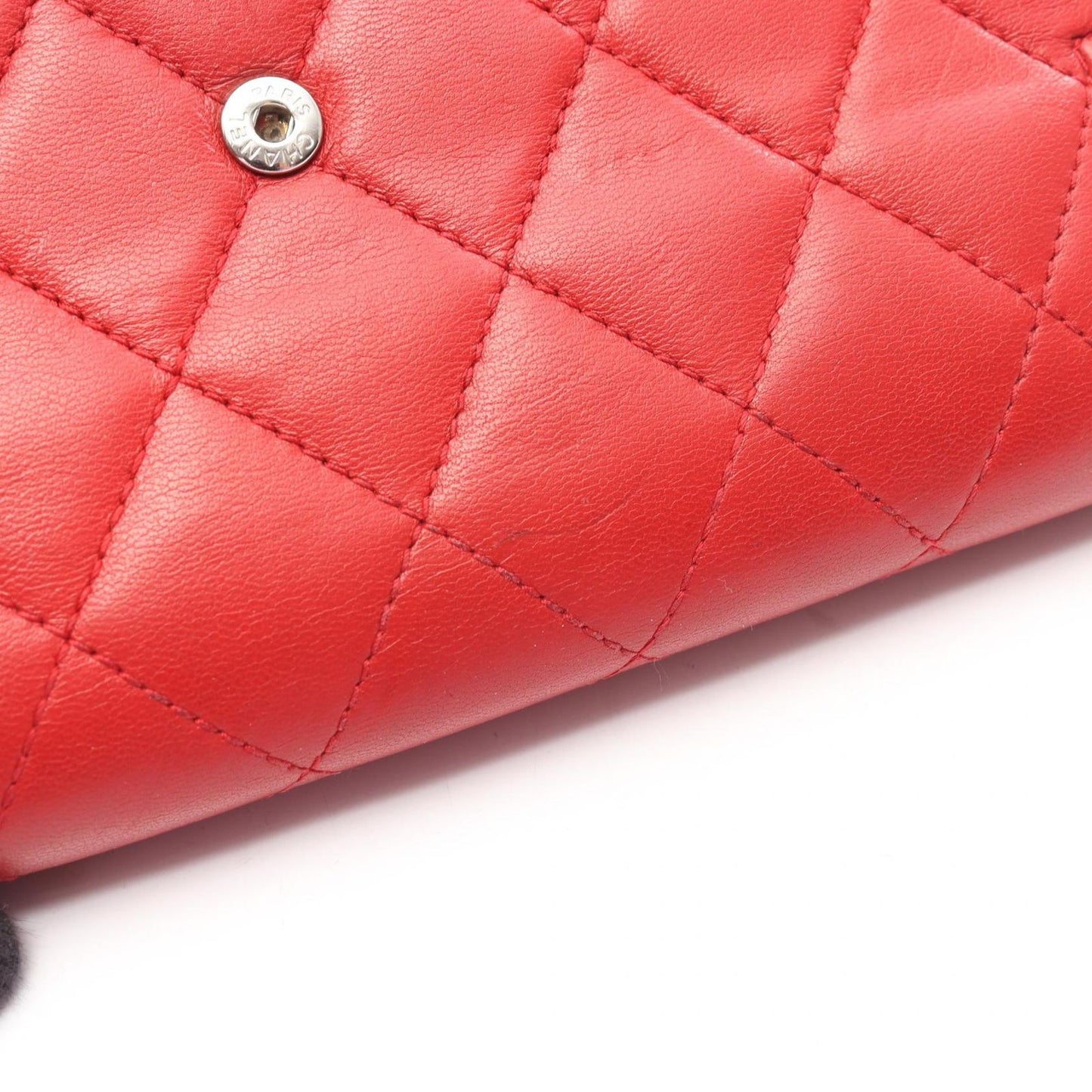 Chanel Bifold Wallet Red Lambskin Zip — view 8