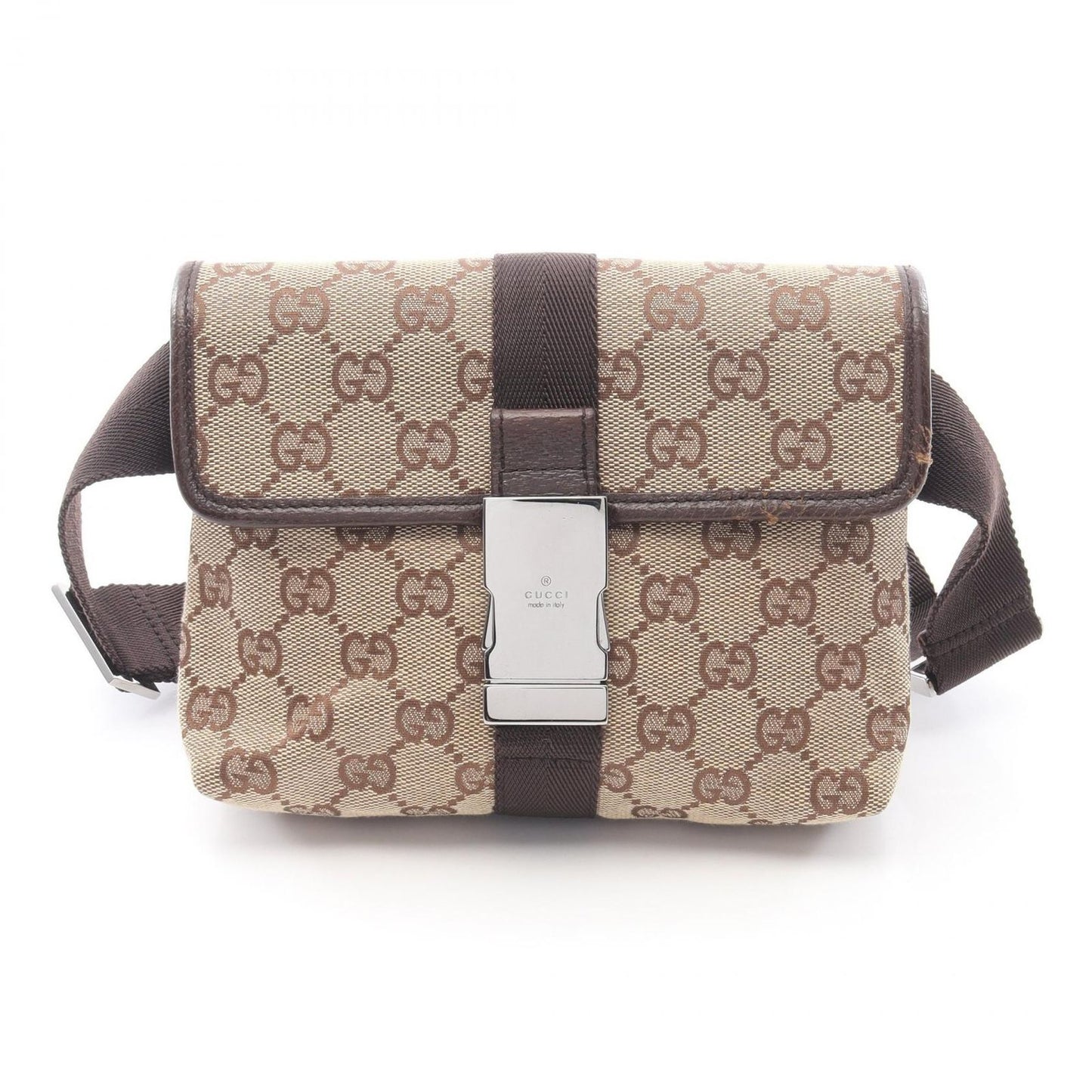 Gucci Waist Bag GG Canvas Beige Dark Brown