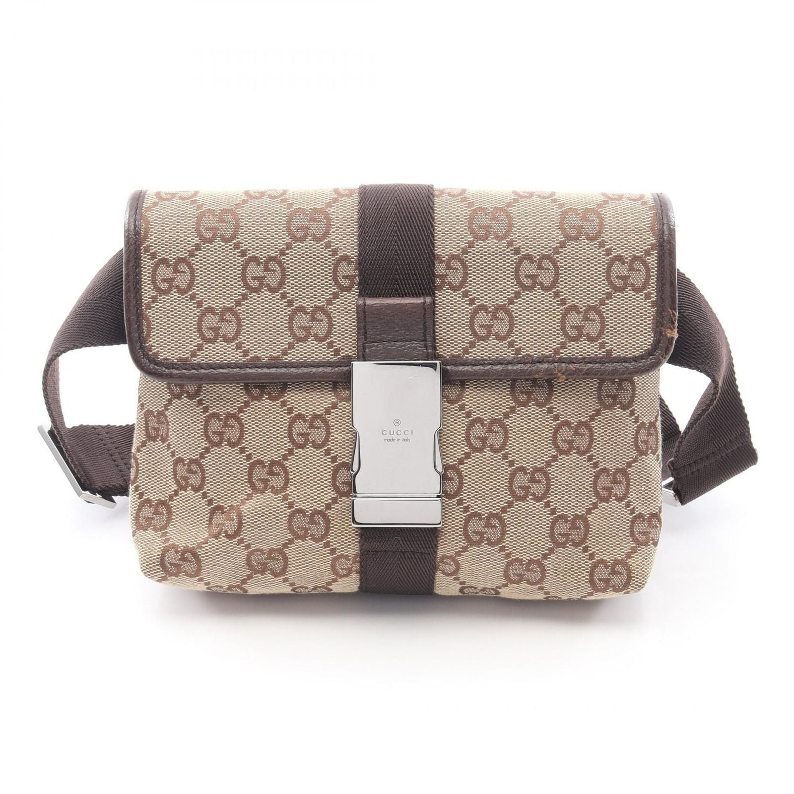 Gucci Waist Bag GG Canvas Beige Dark Brown