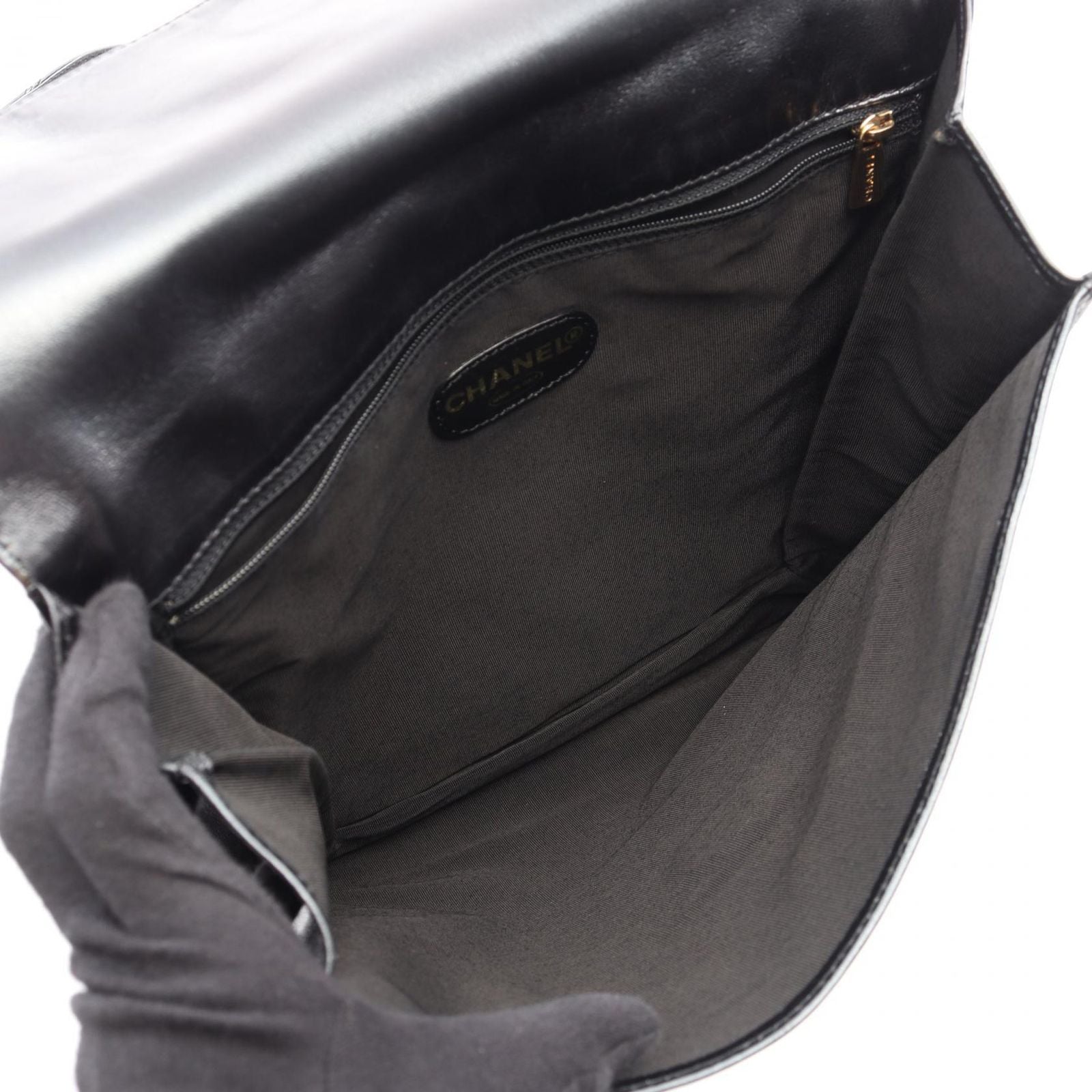 Chanel Shoulder Bag Metallic Gray Leather — view 3