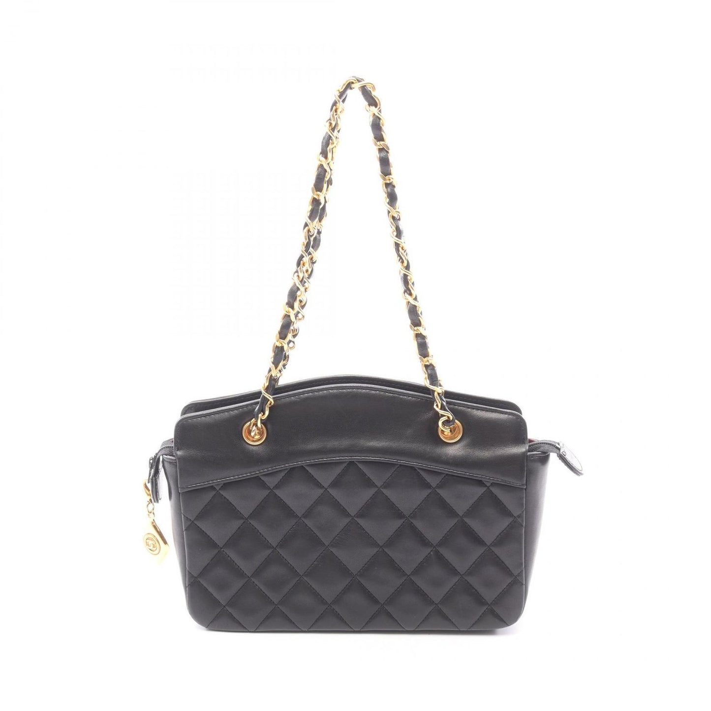 Chanel Handbag Quilted Black Lambskin Chain Bag