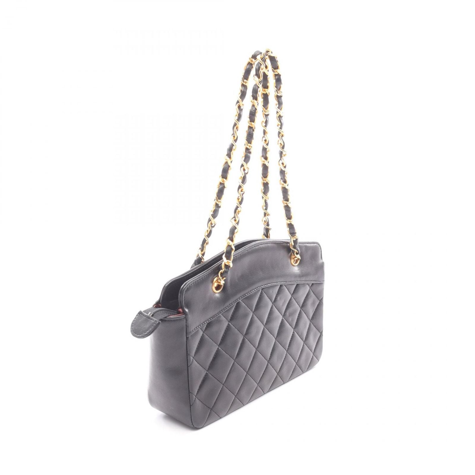 Chanel Handbag Quilted Black Lambskin Chain Bag — view 2