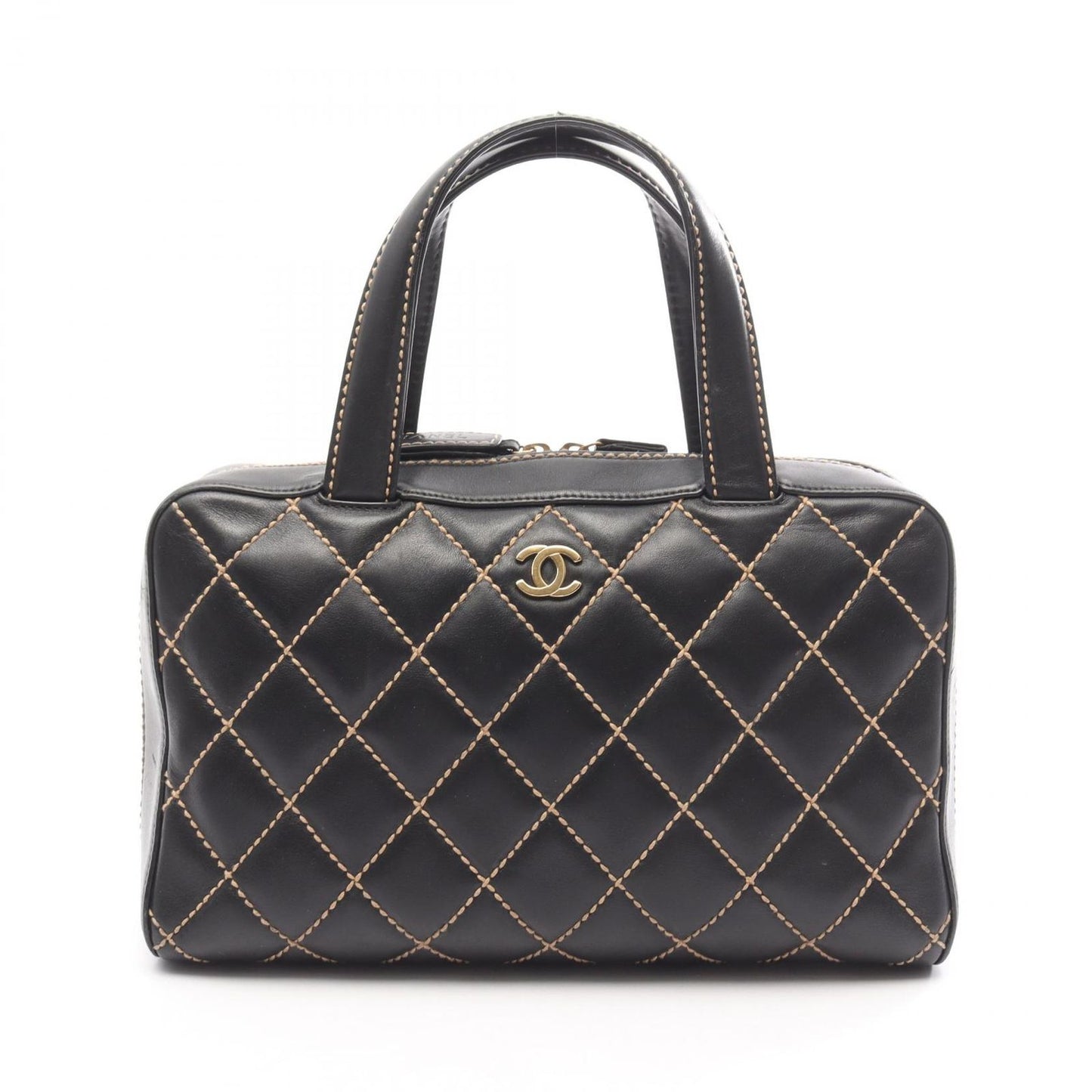 Chanel Handbag Wild Stitch Black Leather