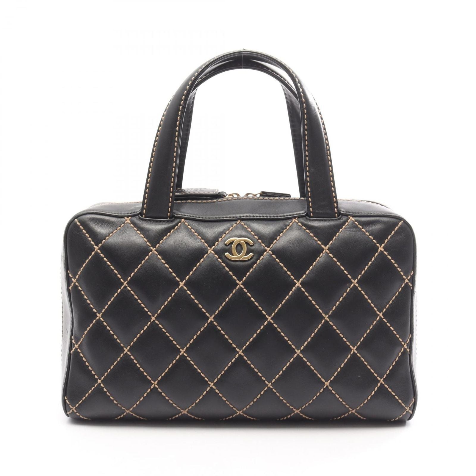 Chanel Handbag Wild Stitch Black Leather