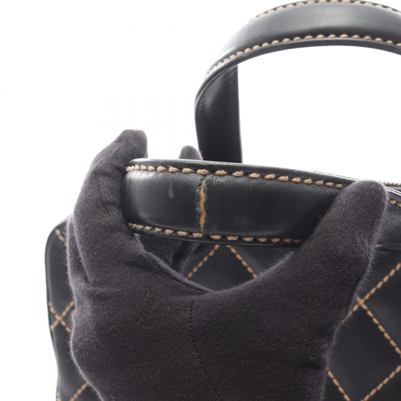 Chanel Handbag Wild Stitch Black Leather — view 6