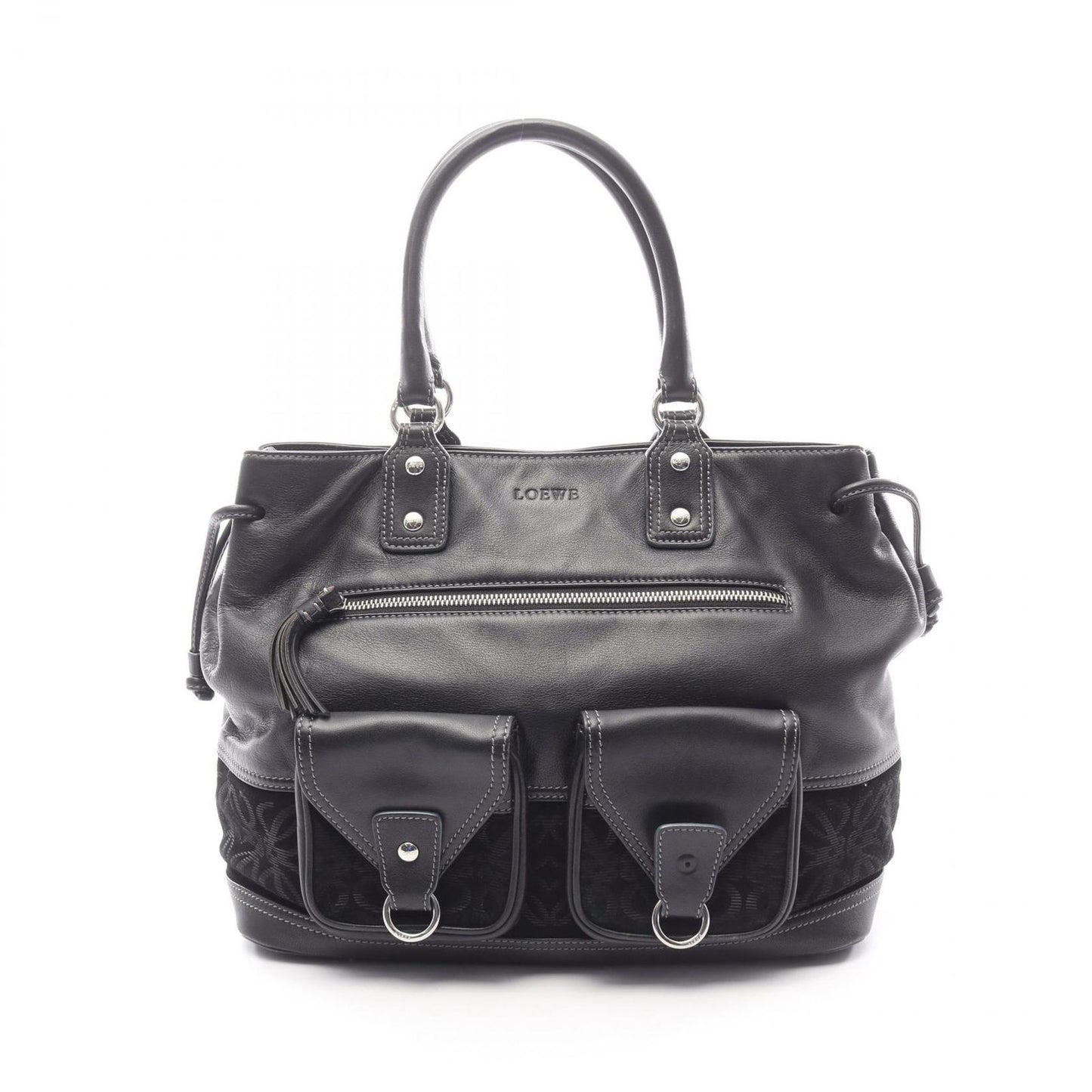 Loewe Handbag Anagram Black Leather Suede
