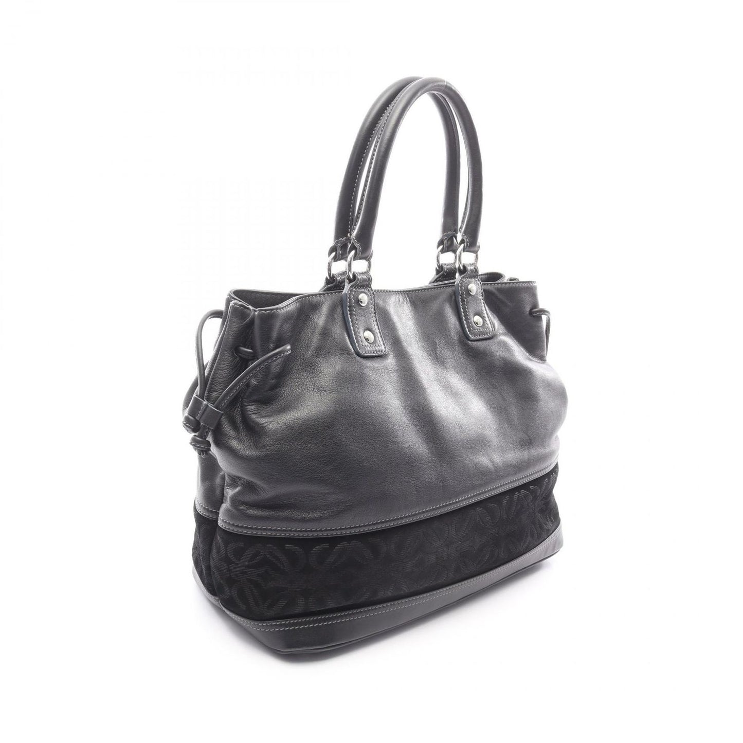Loewe Handbag Anagram Black Leather Suede — view 2