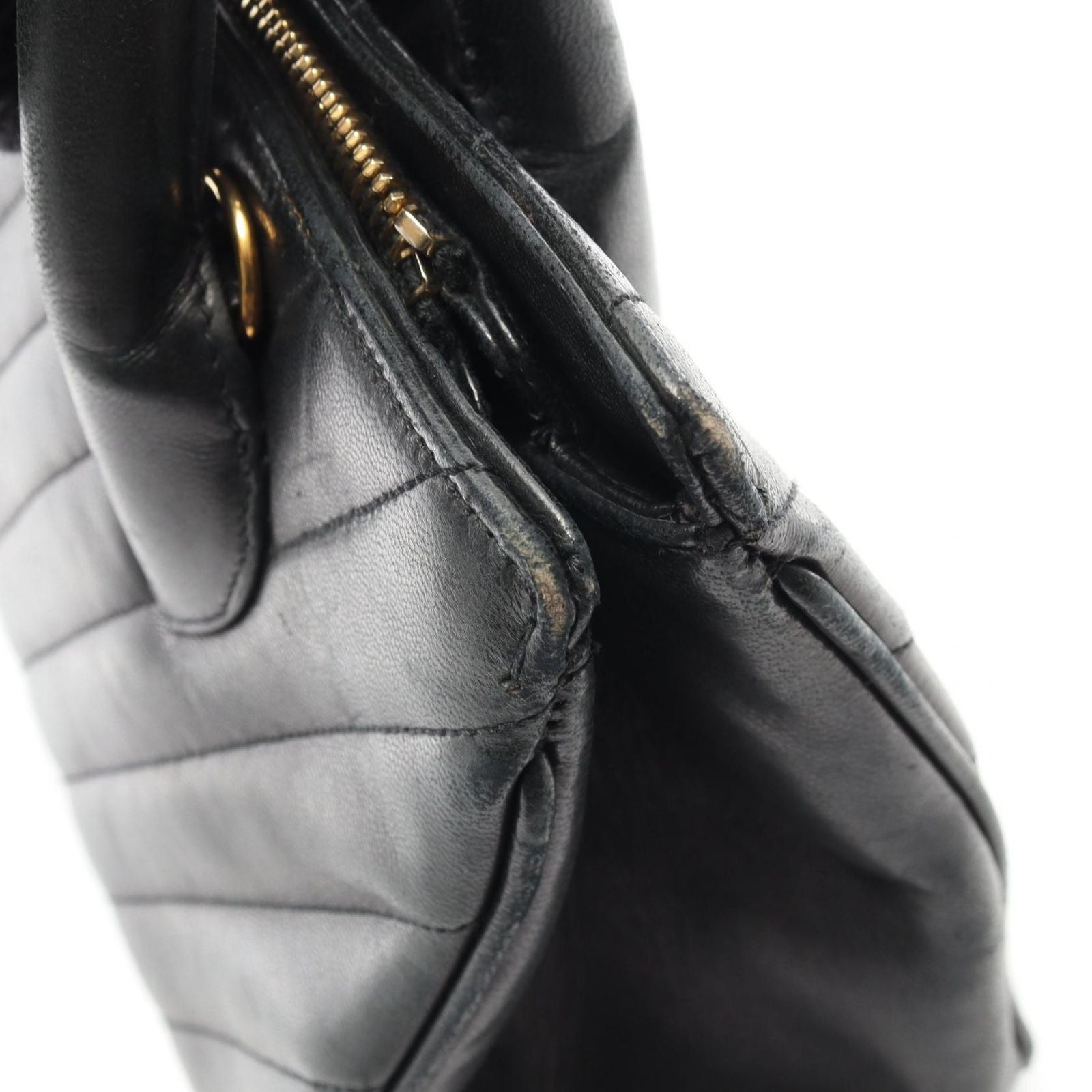 Chanel Handbag Blanc Stitch 2-Way Black Lambskin — view 8