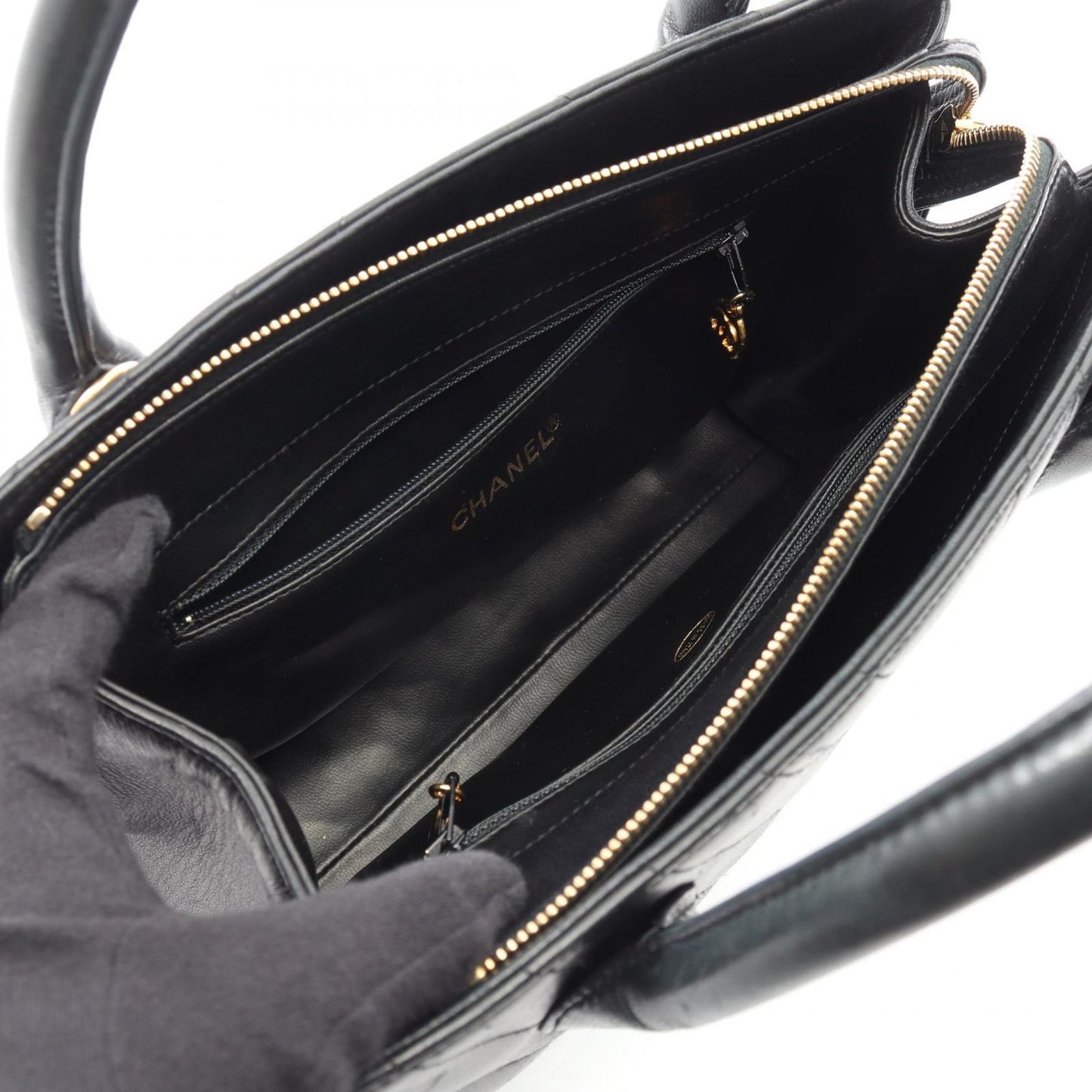 Chanel Handbag Blanc Stitch 2-Way Black Lambskin — view 3