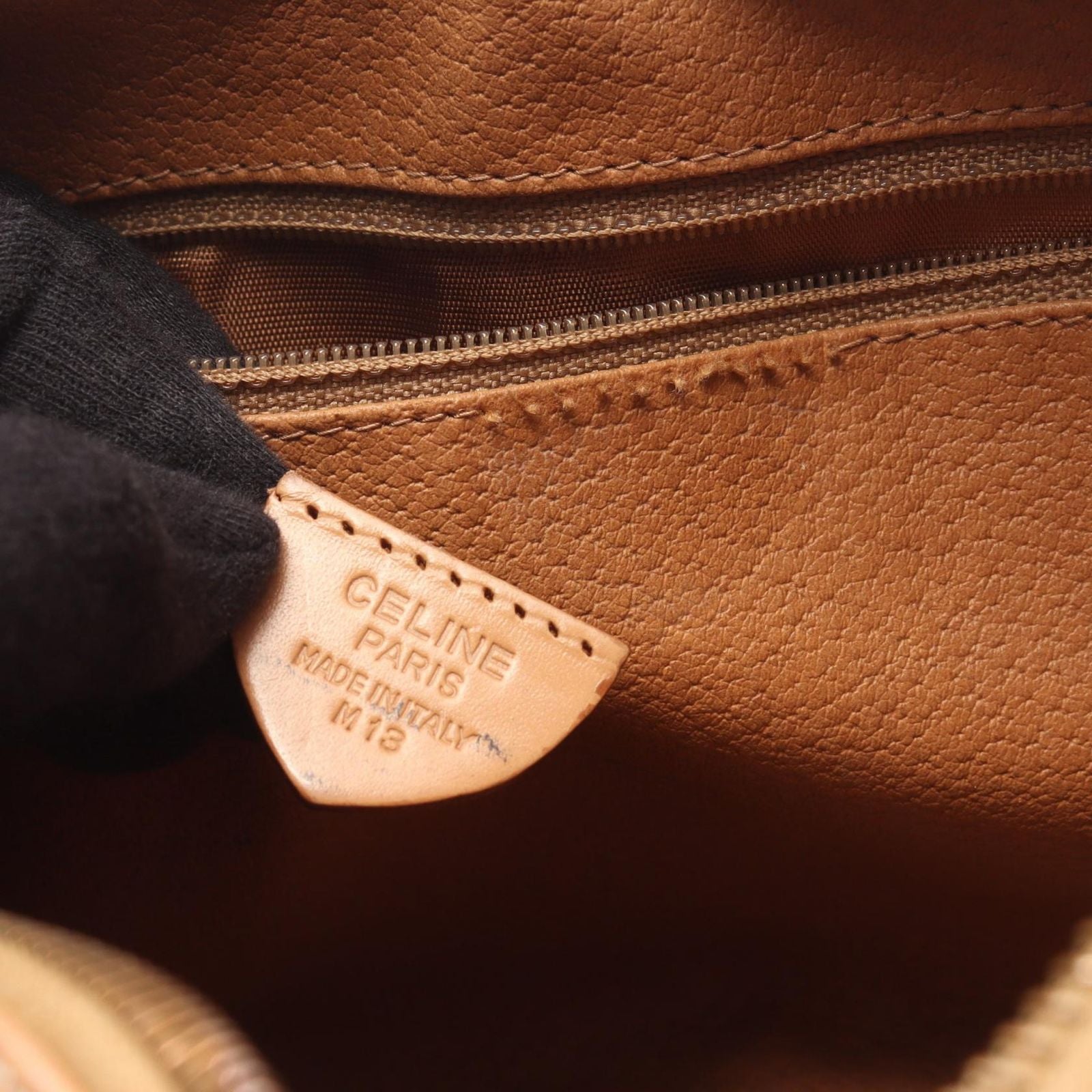 Celine Shoulder Bag Macadam Dark Brown Canvas Leather — view 5