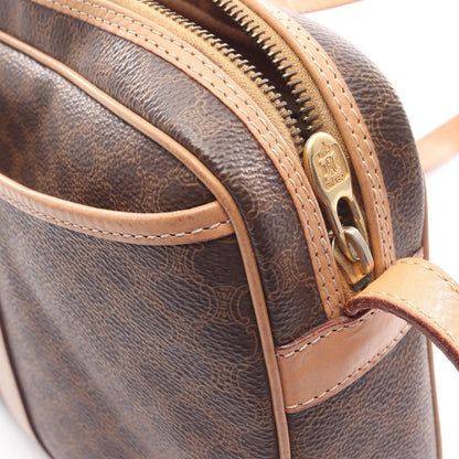 Celine Shoulder Bag Macadam Dark Brown Canvas Leather — view 8