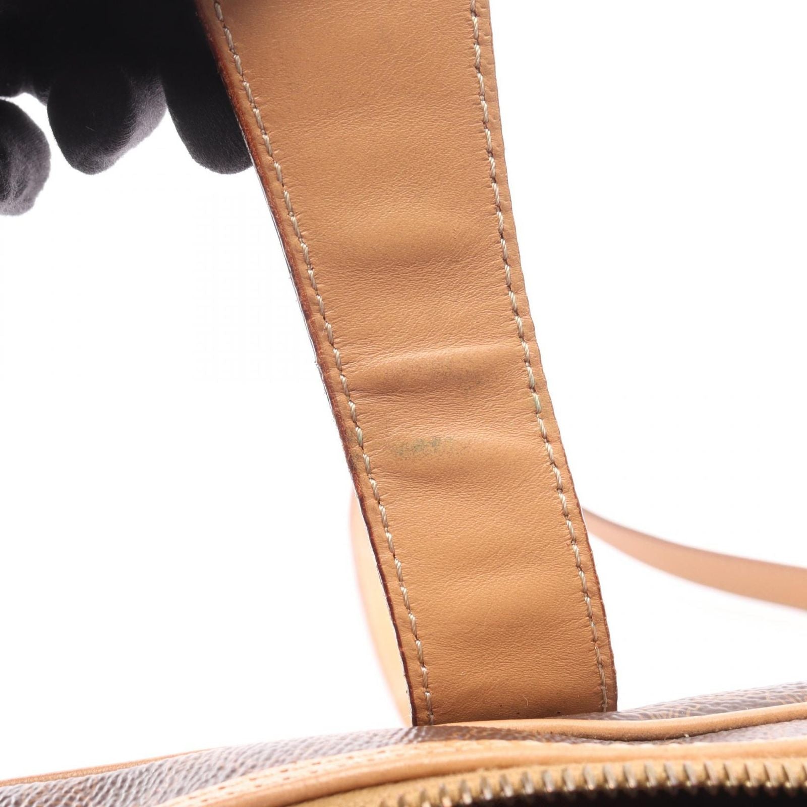 Celine Shoulder Bag Macadam Dark Brown Canvas Leather — view 6
