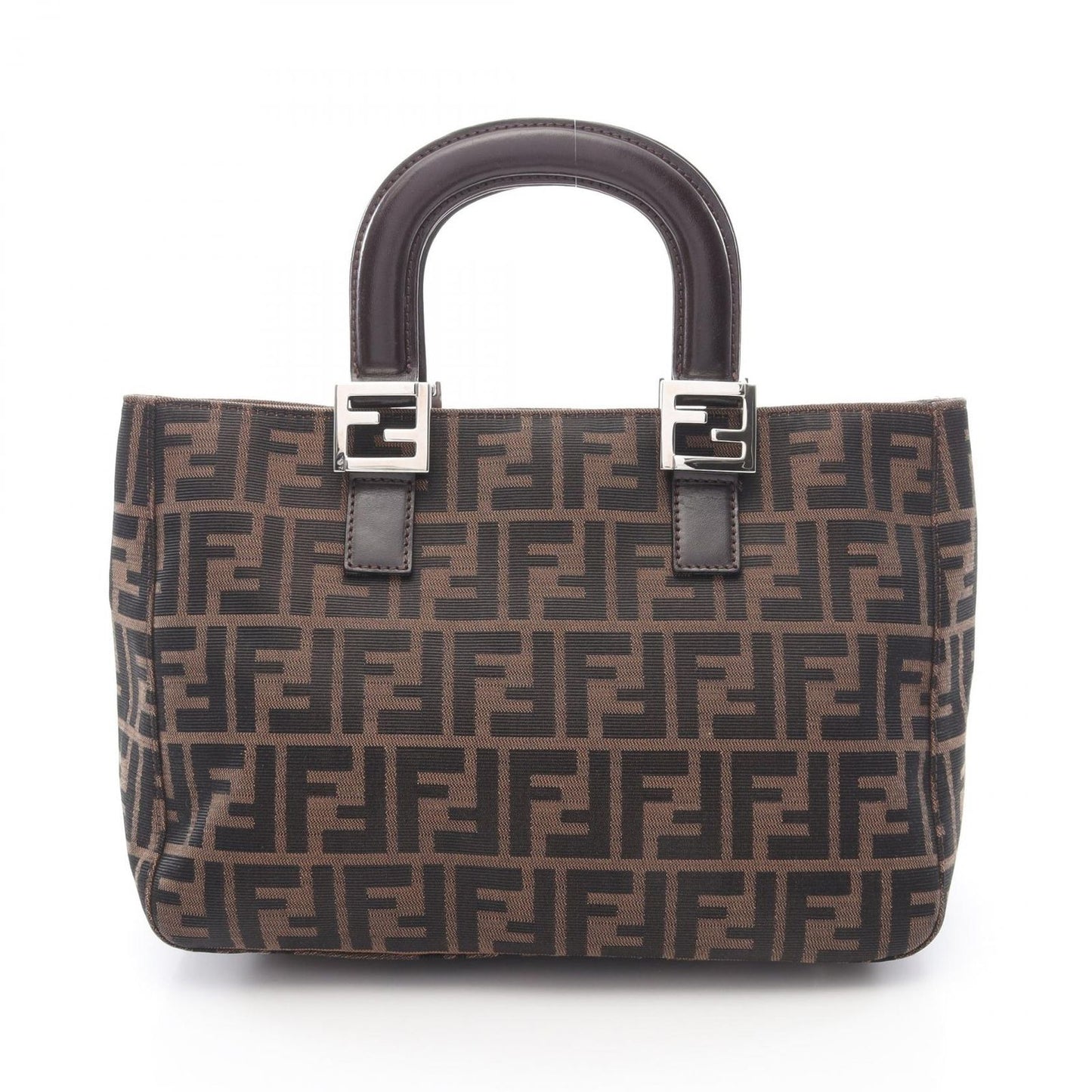 Fendi Tote Zucca Brown Canvas Leather Handbag
