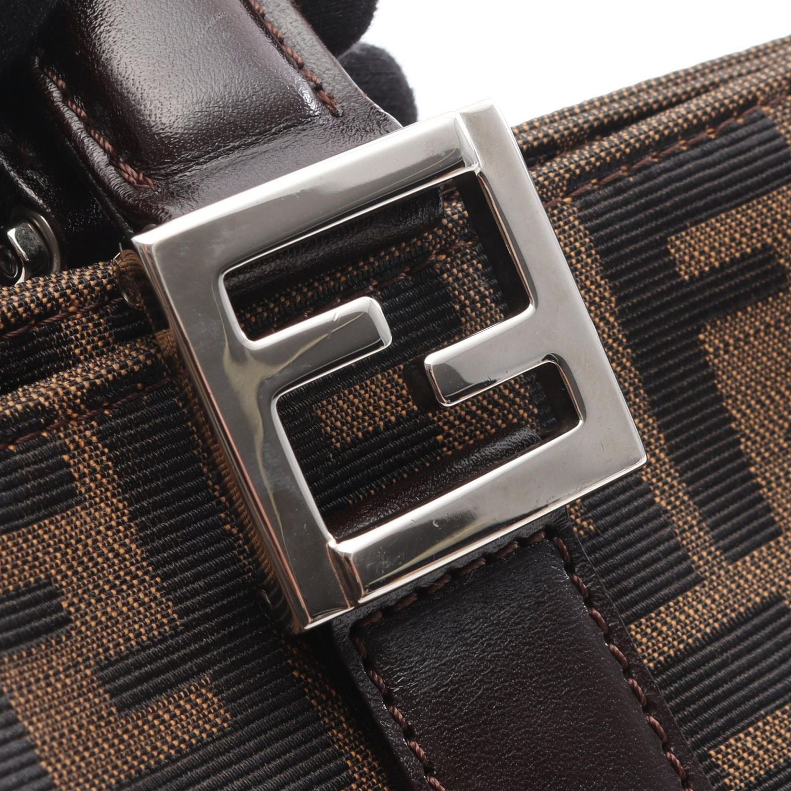 Fendi Tote Zucca Brown Canvas Leather Handbag — view 7