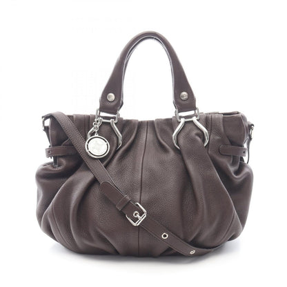 Celine Shoulder Bag Pillow Small 2-Way Dark Brown Leather