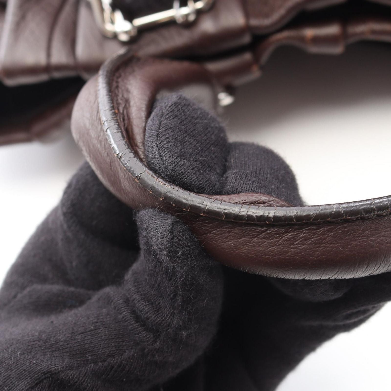 Celine Shoulder Bag Pillow Small 2-Way Dark Brown Leather — view 5
