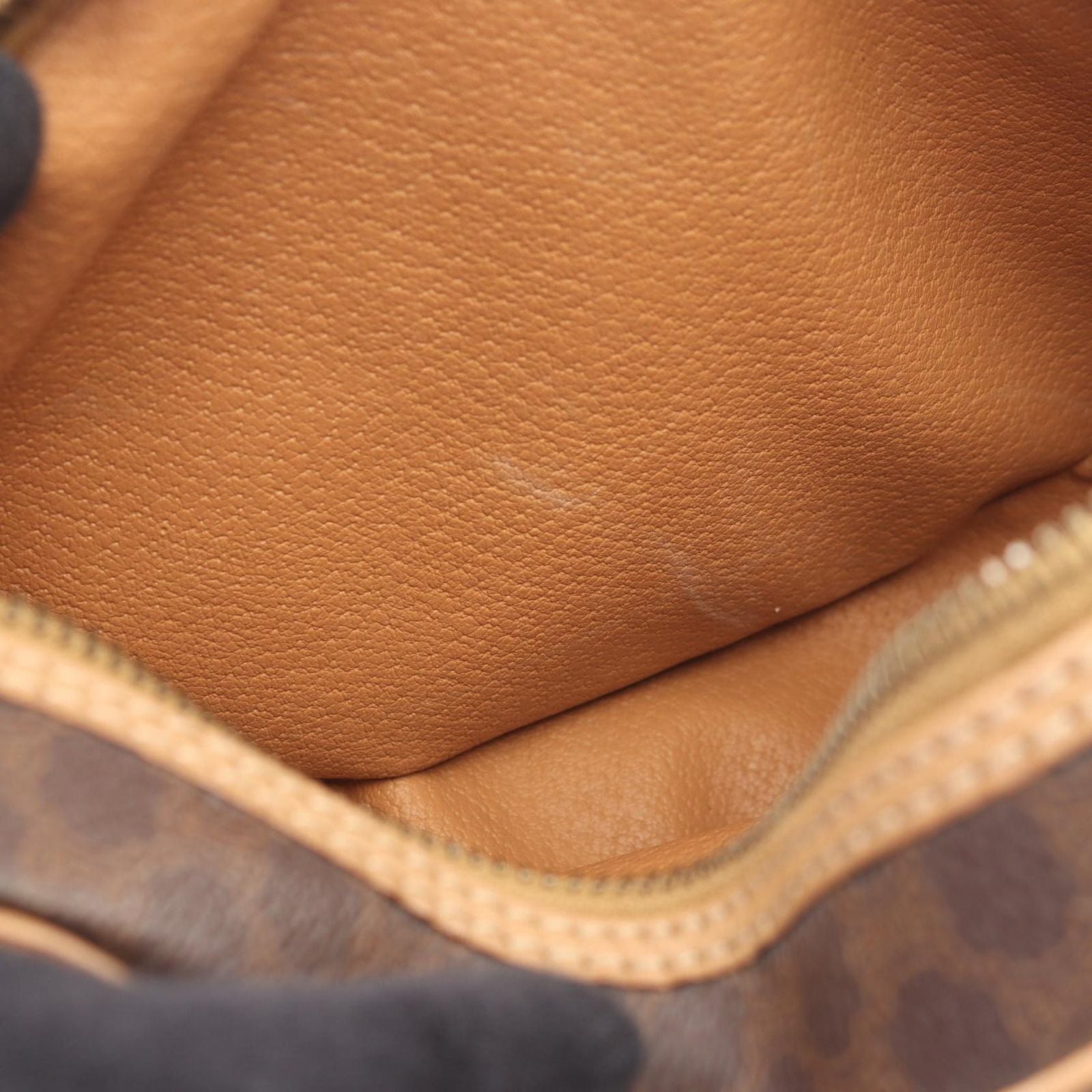 Celine Shoulder Bag Macadam Dark Brown Canvas Leather — view 5