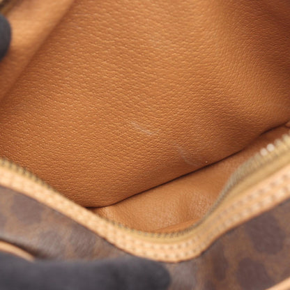 Celine Shoulder Bag Macadam Dark Brown Canvas Leather — view 5