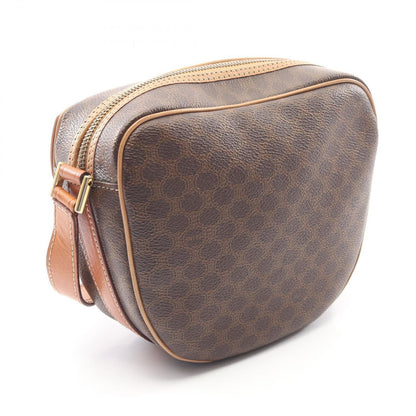 Celine Shoulder Bag Macadam Dark Brown Canvas Leather — view 2