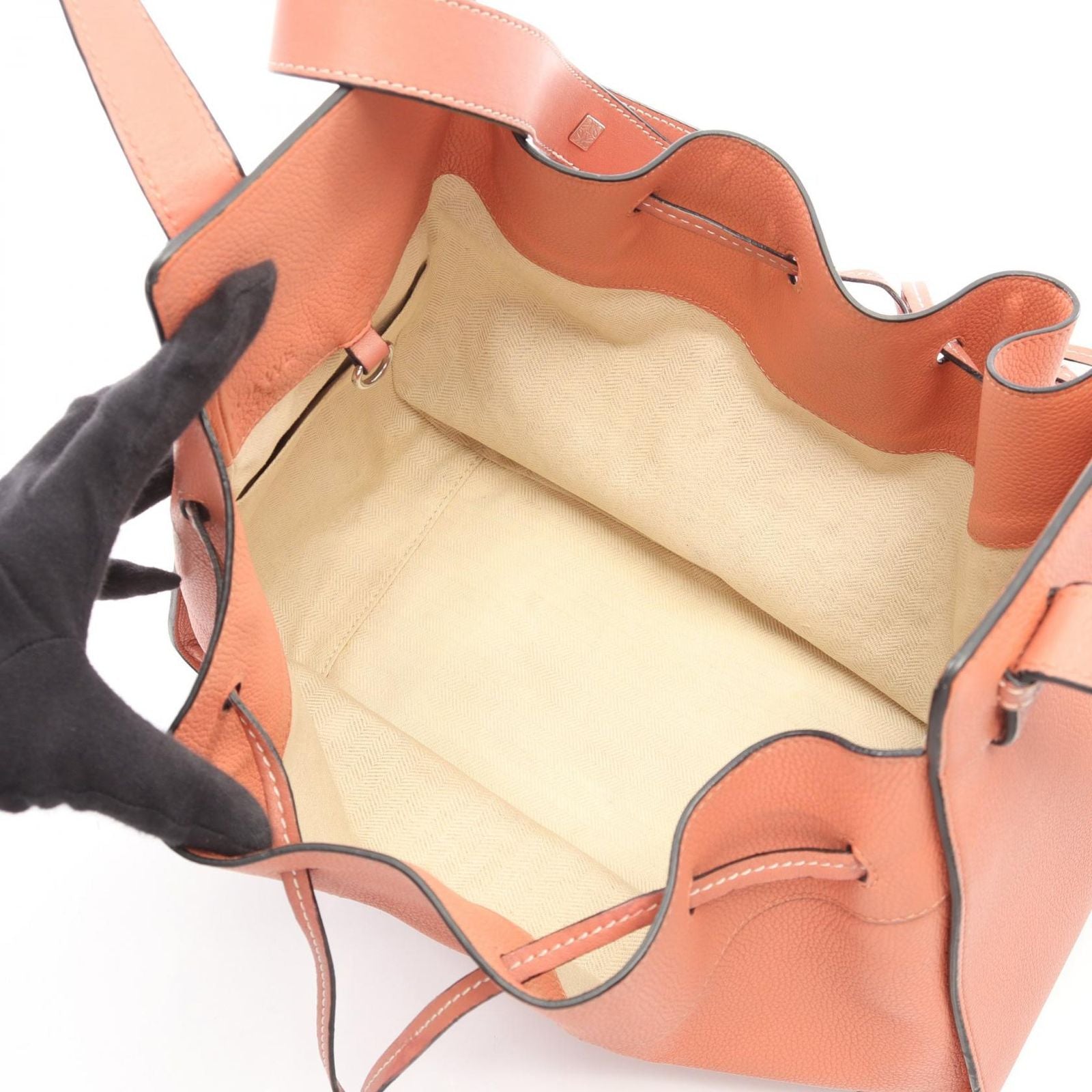 Loewe Handbag Hammock Drawstring Bag 2-Way Orange Leather — view 3