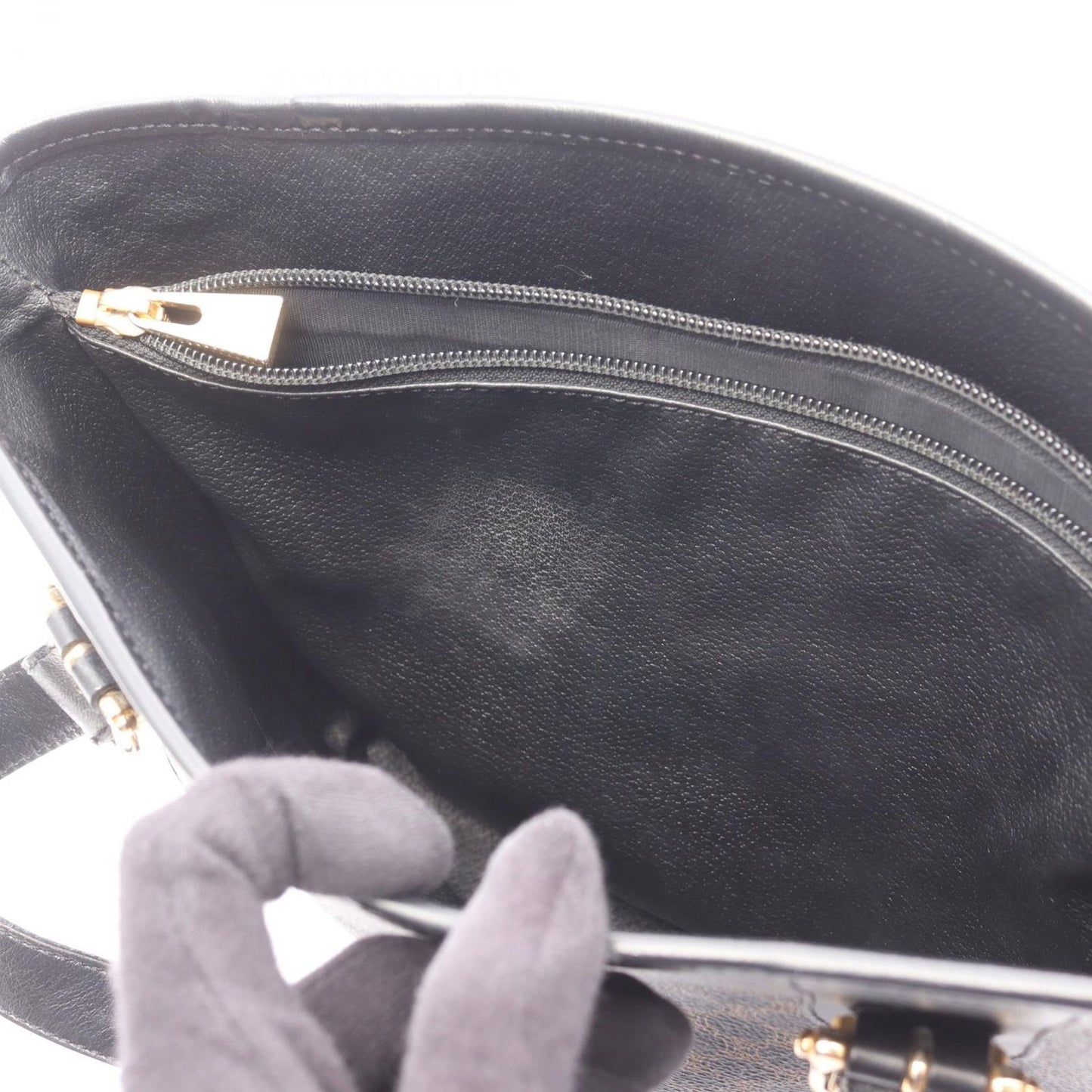 Celine Tote Macadam Brown Black Canvas Leather — view 7