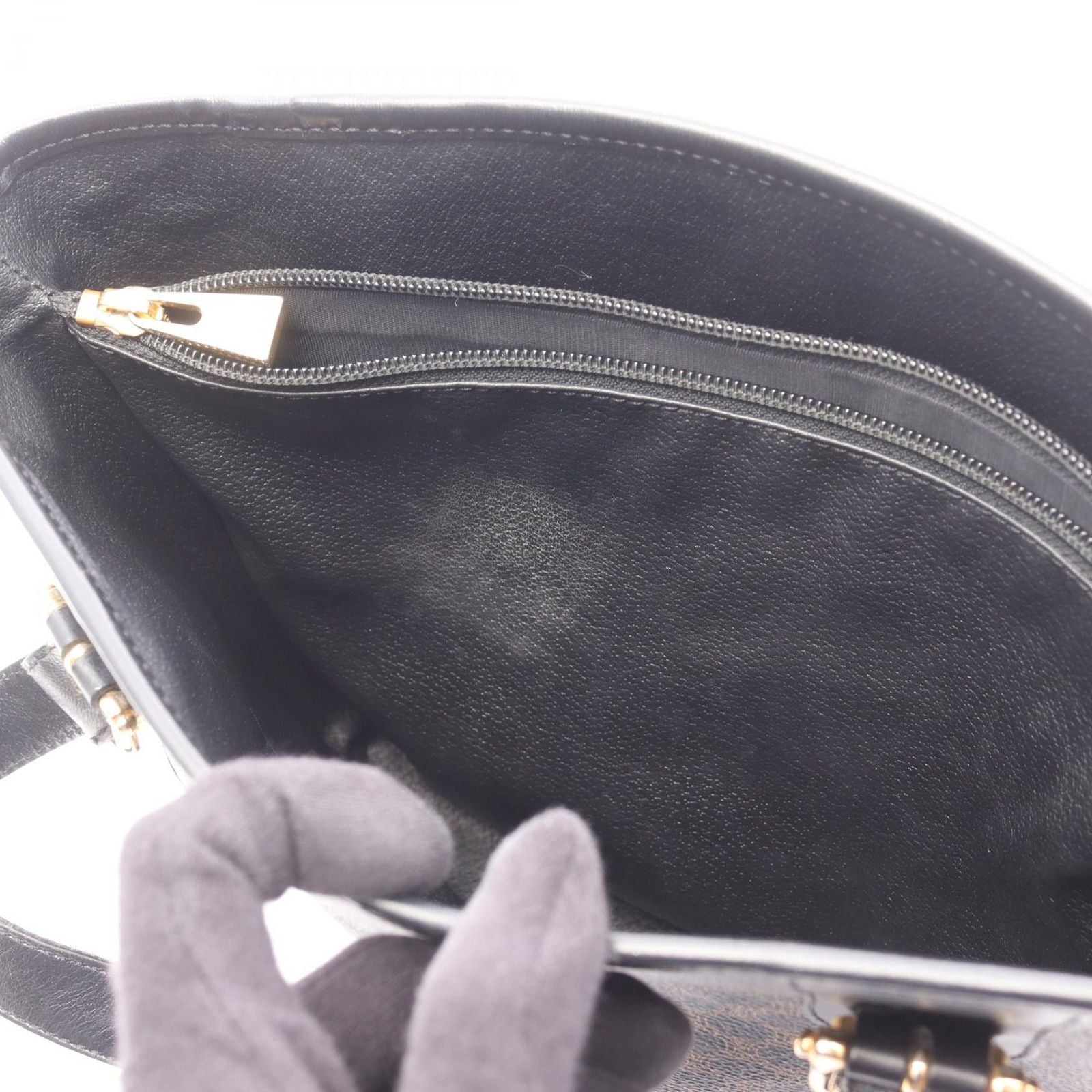 Celine Tote Macadam Brown Black Canvas Leather — view 7
