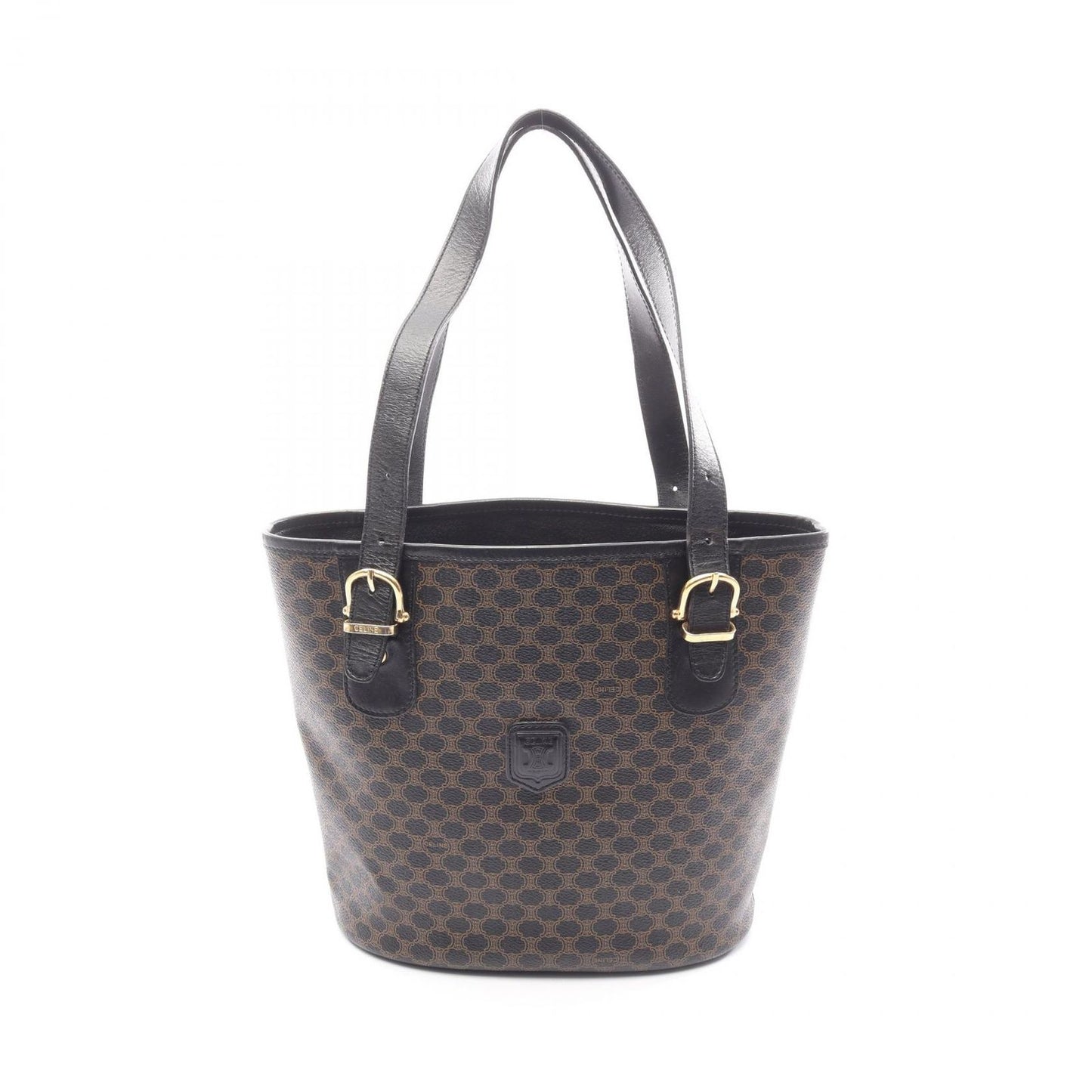 Celine Tote Macadam Brown Black Canvas Leather