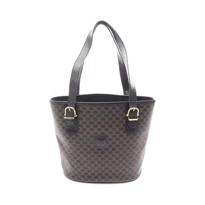Celine Tote Macadam Brown Black Canvas Leather