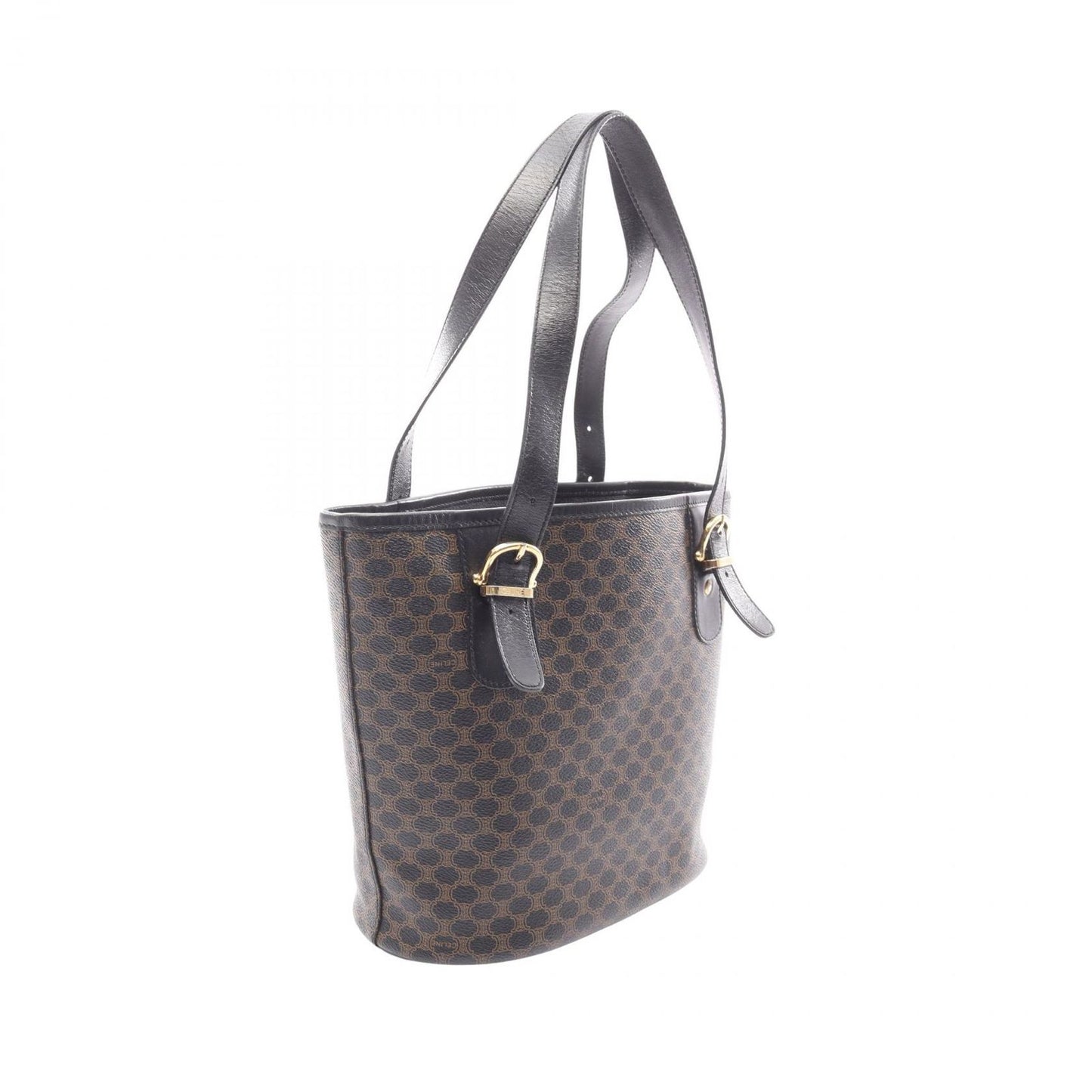 Celine Tote Macadam Brown Black Canvas Leather — view 2