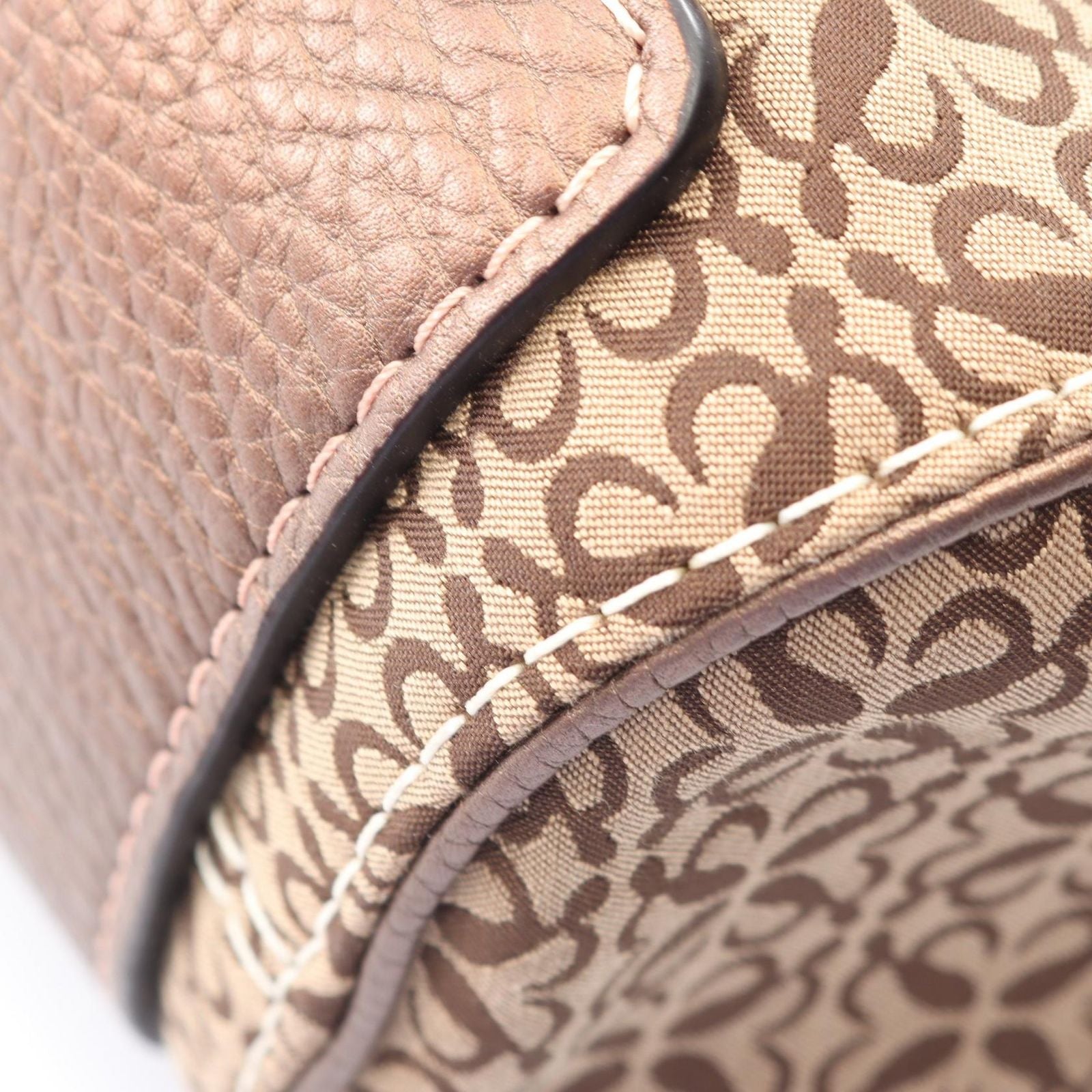 Loewe Handbag New Line Anagram Beige Canvas Leather — view 6