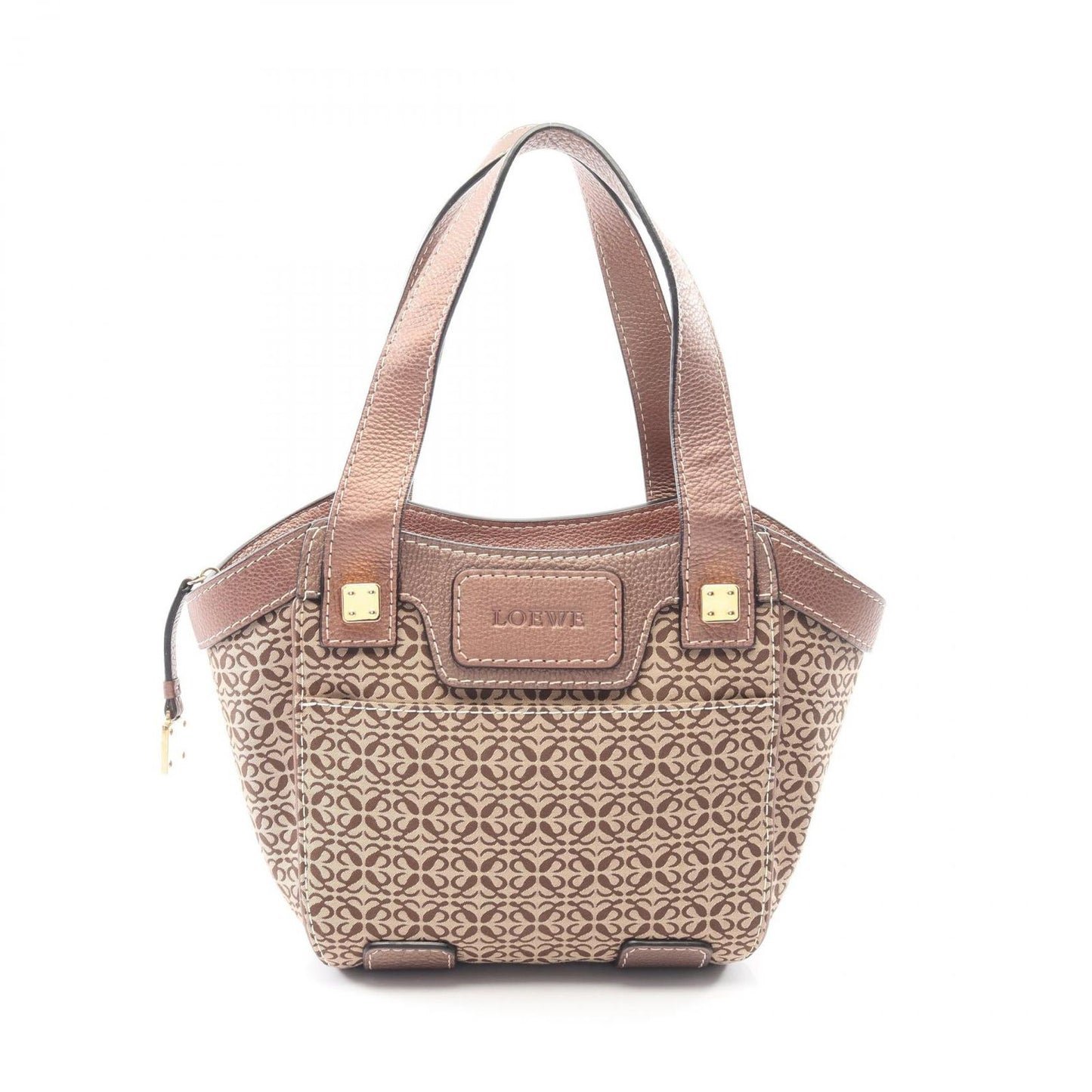 Loewe Handbag New Line Anagram Beige Canvas Leather