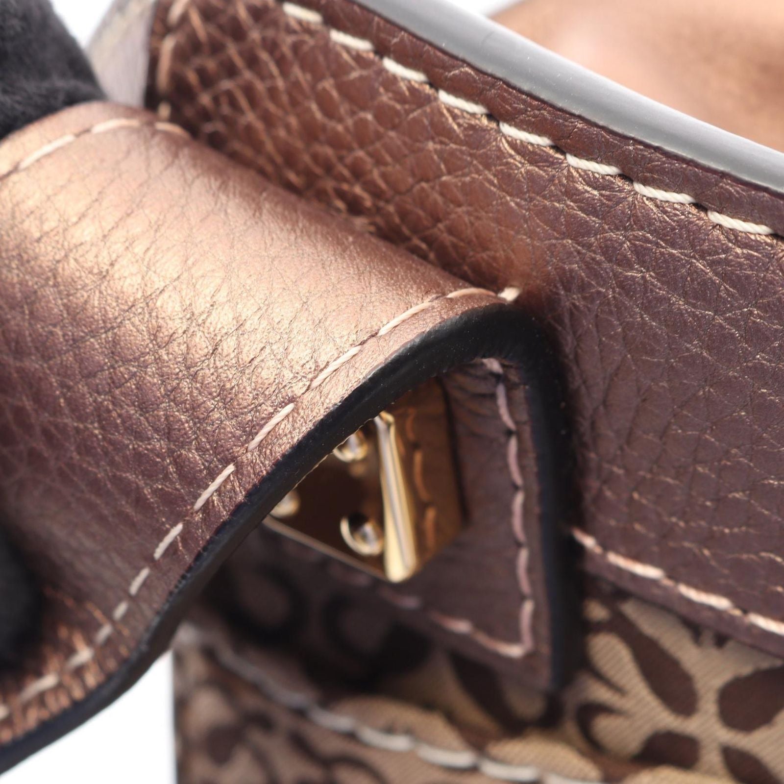 Loewe Handbag New Line Anagram Beige Canvas Leather — view 7