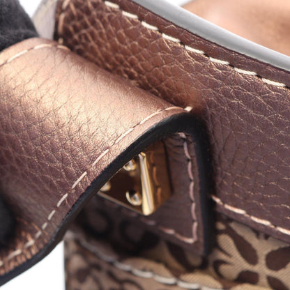 Loewe Handbag New Line Anagram Beige Canvas Leather — view 7