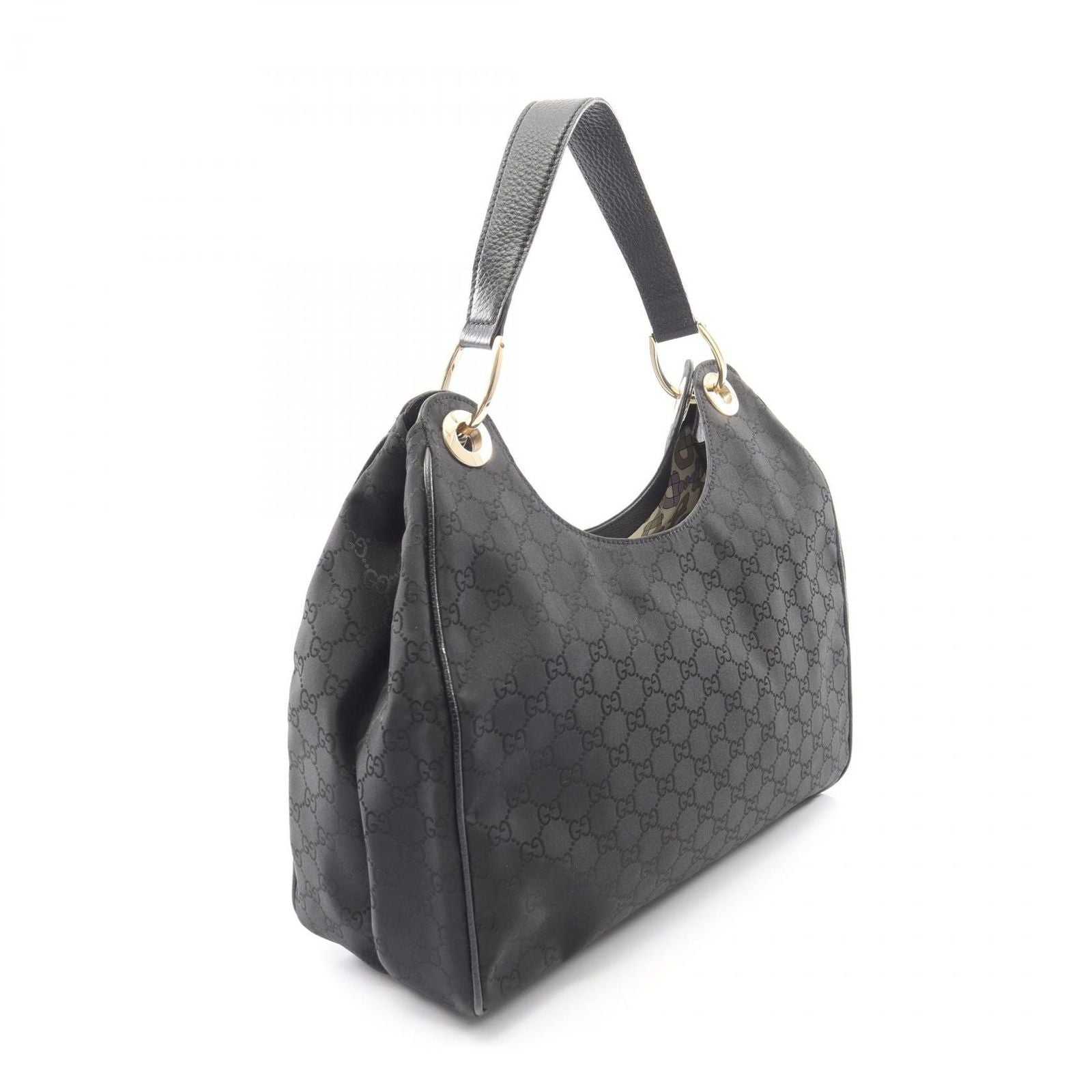 Gucci Shoulder Bag GG Pattern Black Nylon Leather — view 2