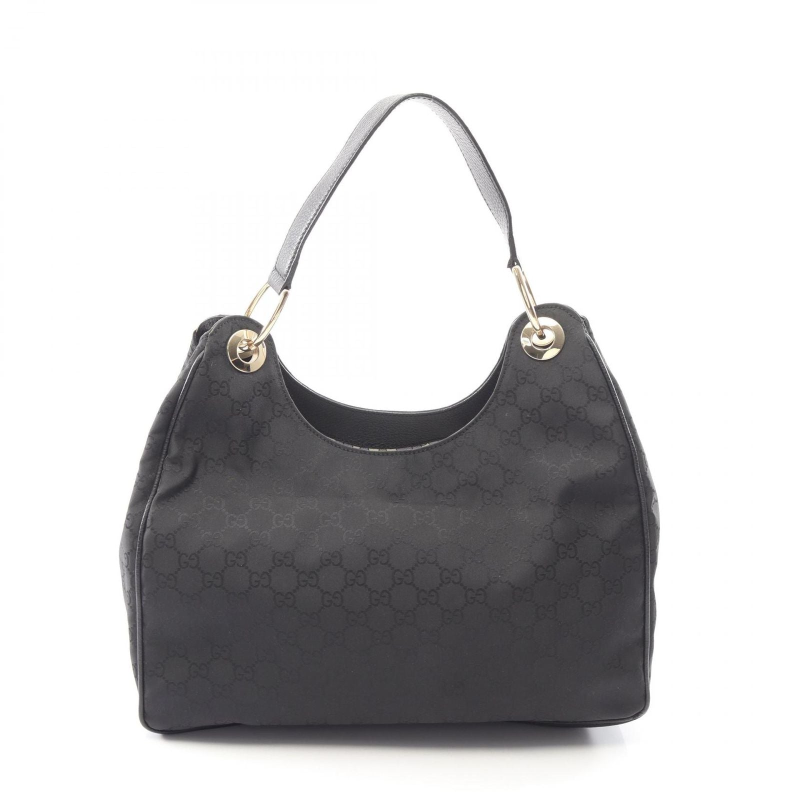 Gucci Shoulder Bag GG Pattern Black Nylon Leather