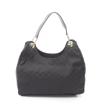 Gucci Shoulder Bag GG Pattern Black Nylon Leather