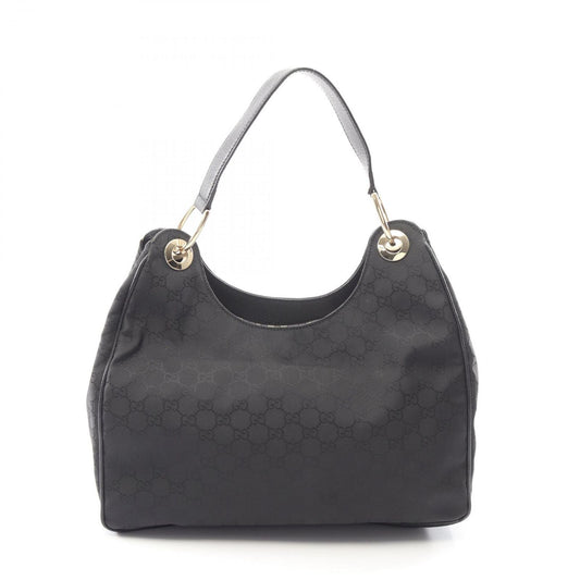 Gucci Shoulder Bag GG Pattern Black Nylon Leather