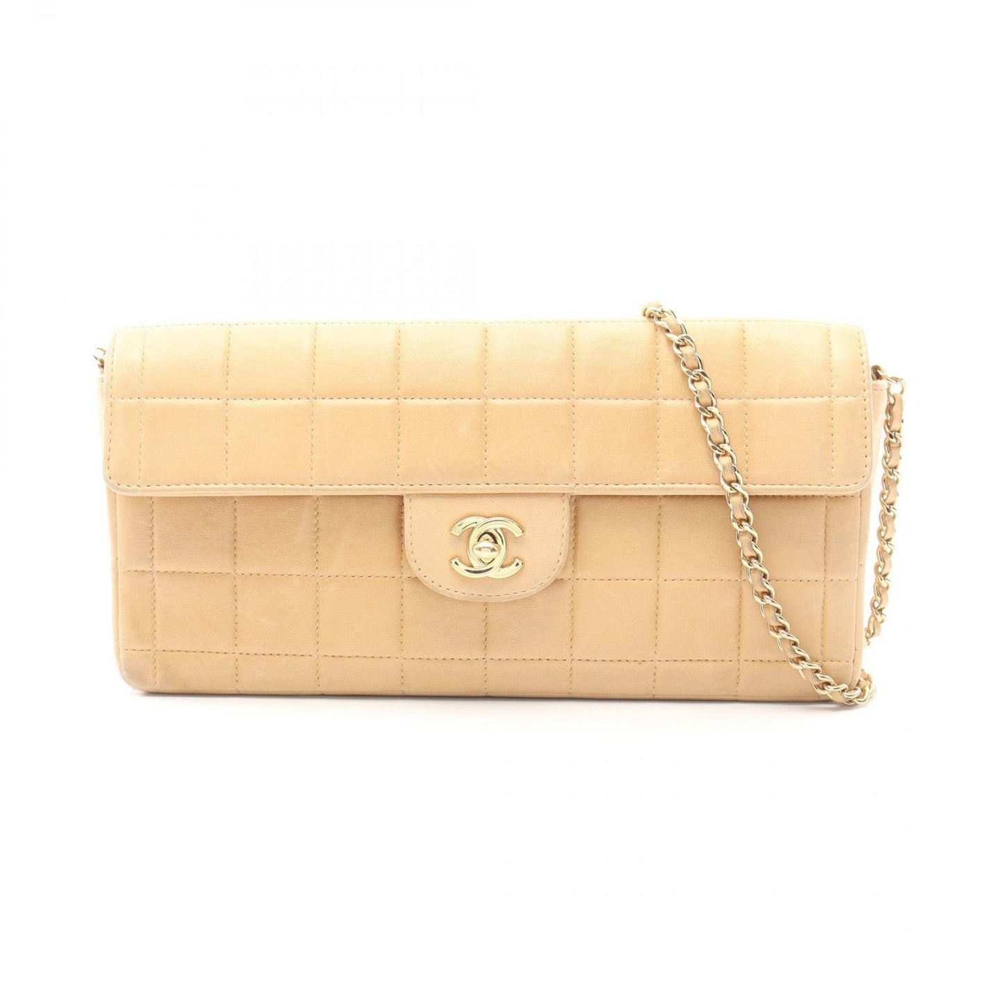 Chanel Shoulder Bag Choco Bar East Waist Beige Lambskin Chain
