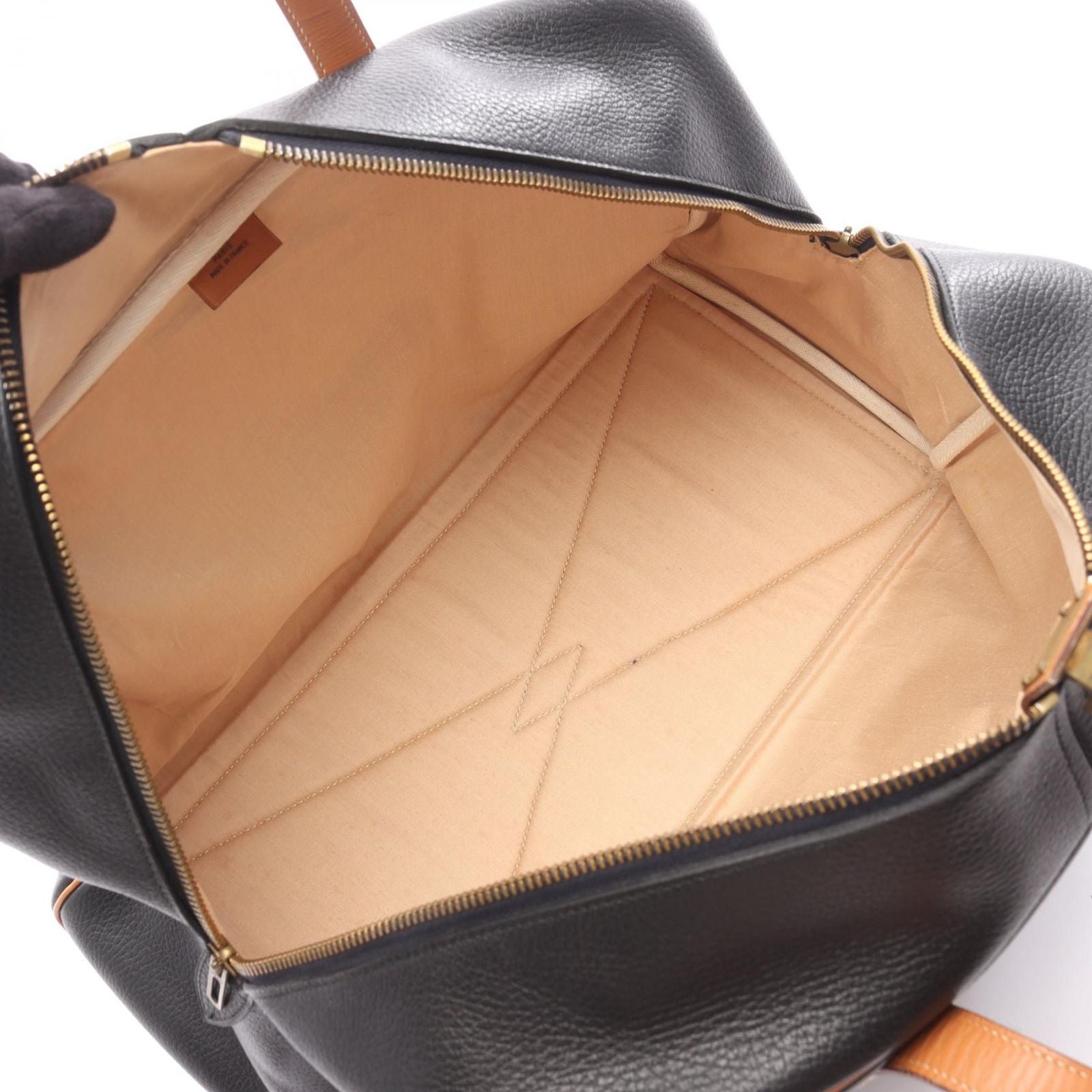 Hermes Boston Bag Victoria 43 Black Natural Leather — view 3