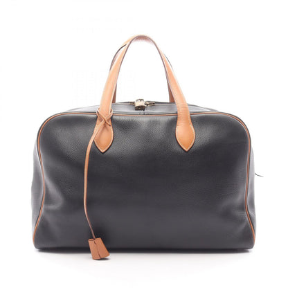 Hermes Boston Bag Victoria 43 Black Natural Leather