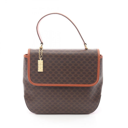 Celine Handbag with Macadam Charm Dark Brown Canvas Leather Hand