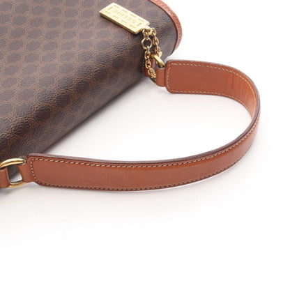 Celine Handbag with Macadam Charm Dark Brown Canvas Leather Hand — view 7