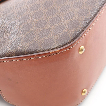 Celine Handbag with Macadam Charm Dark Brown Canvas Leather Hand — view 8