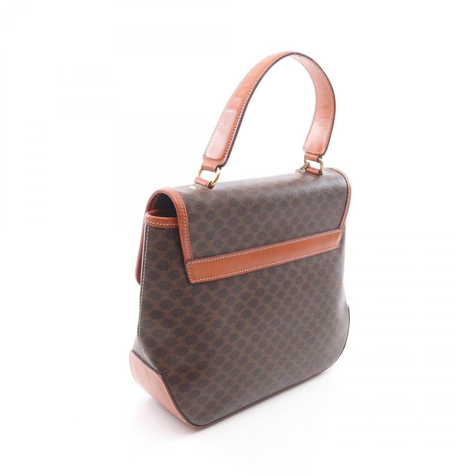 Celine Handbag with Macadam Charm Dark Brown Canvas Leather Hand — view 2
